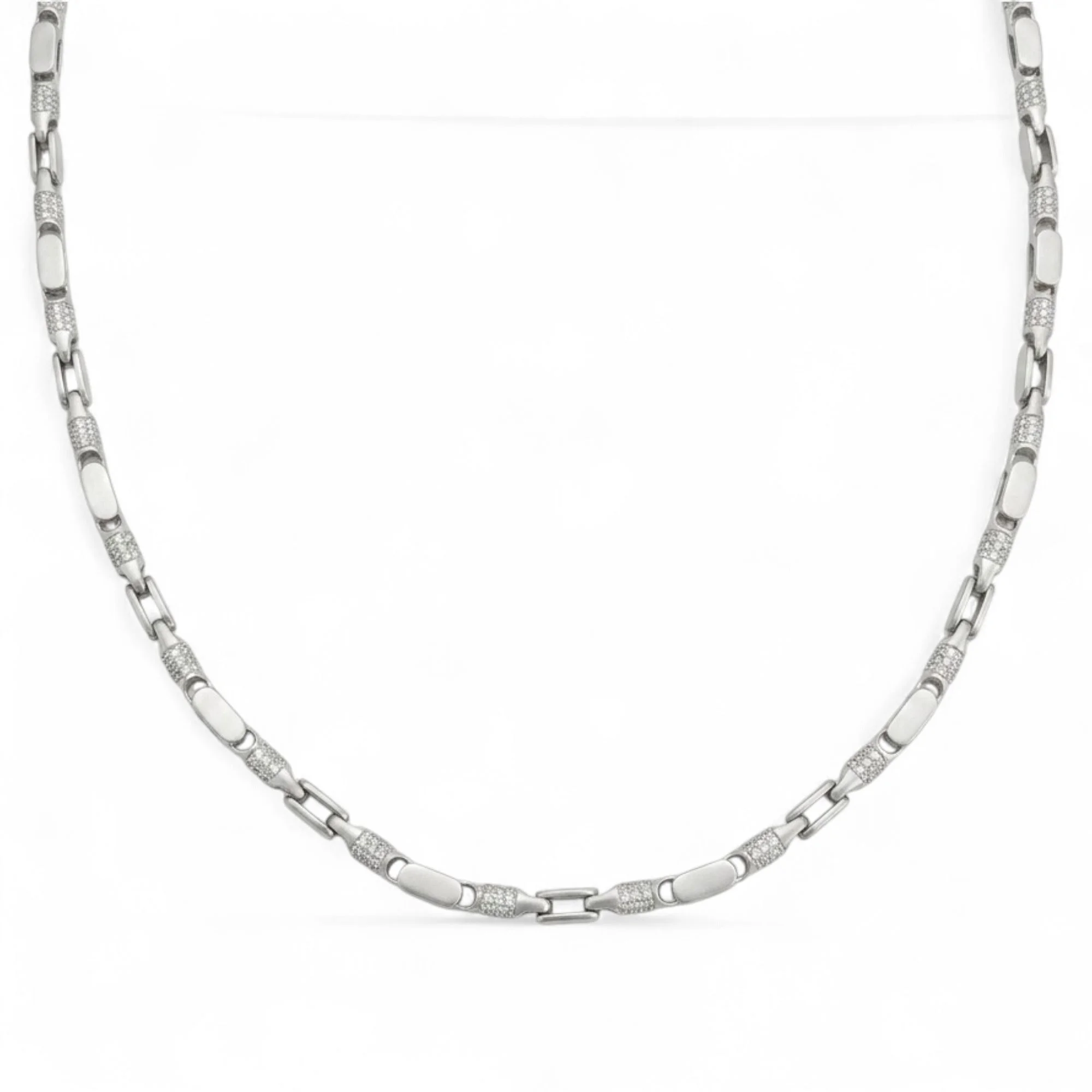 Silver Linear Bullet Link Men's Chain - Image 1