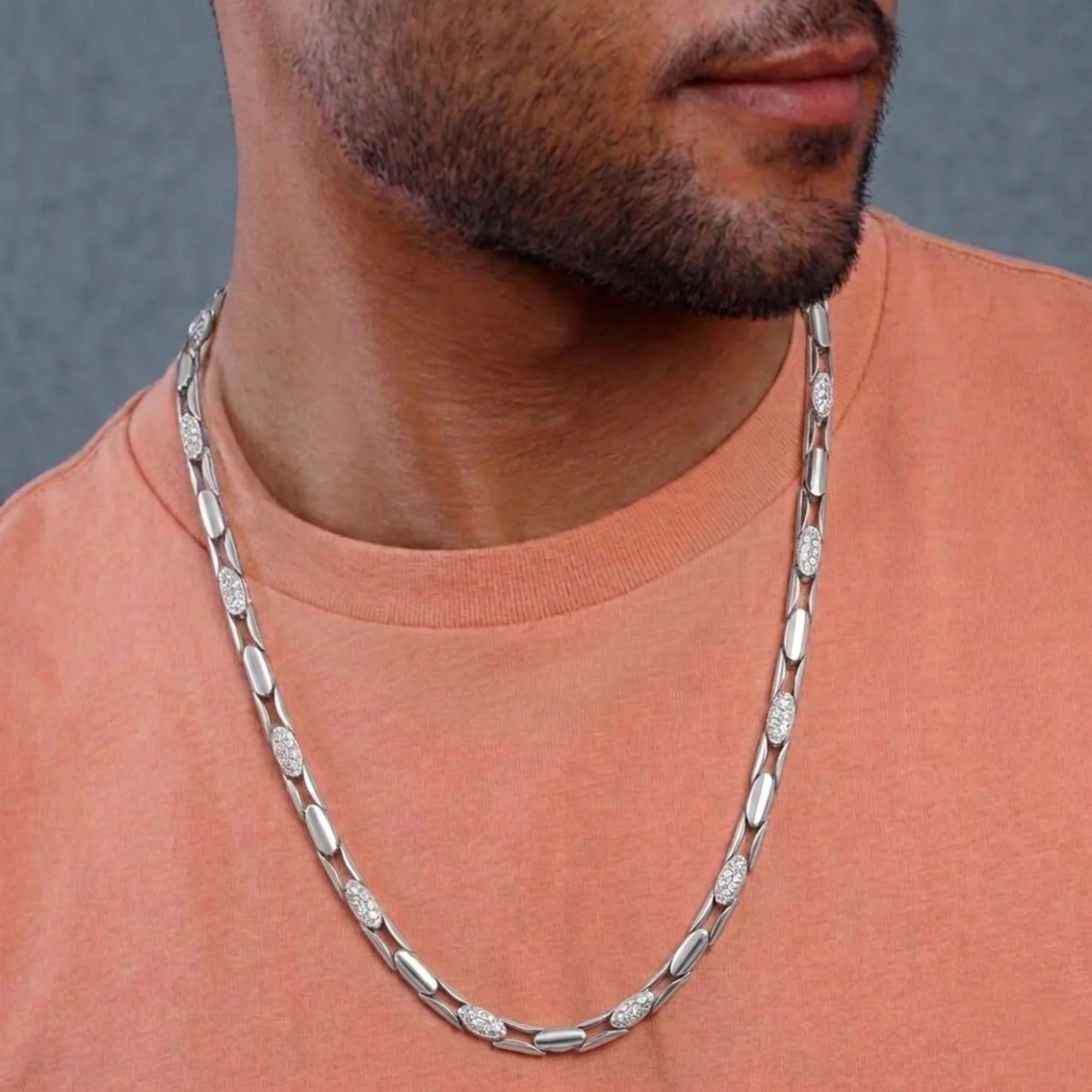 Silver Oval Boat Link Men's Chain - Image 2
