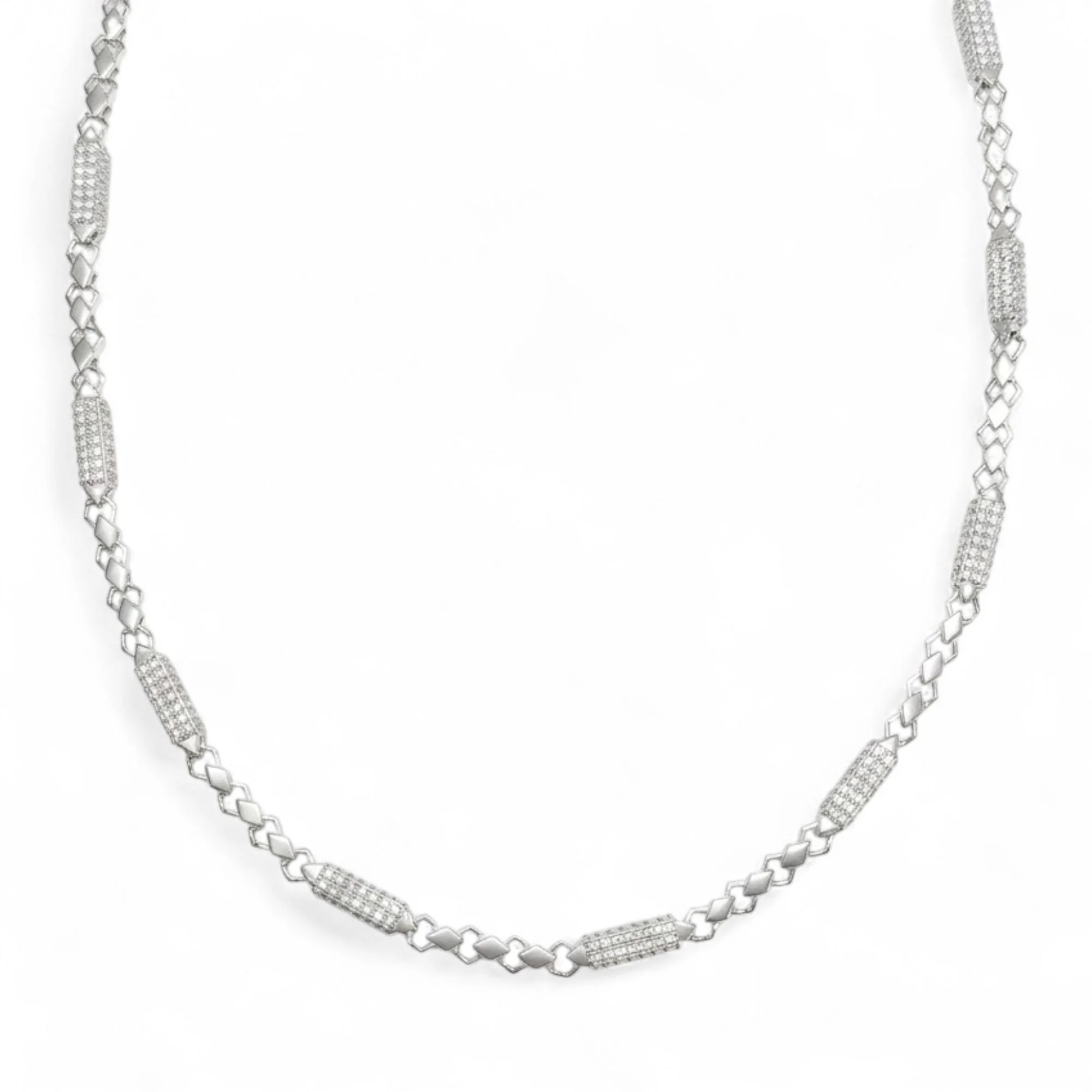 Silver Diamond Link Men's Chain - Image 1