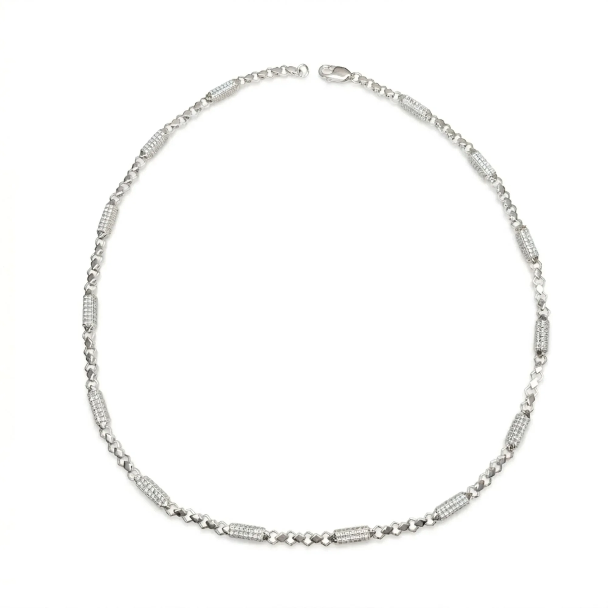 Silver Diamond Link Men's Chain - Image 4