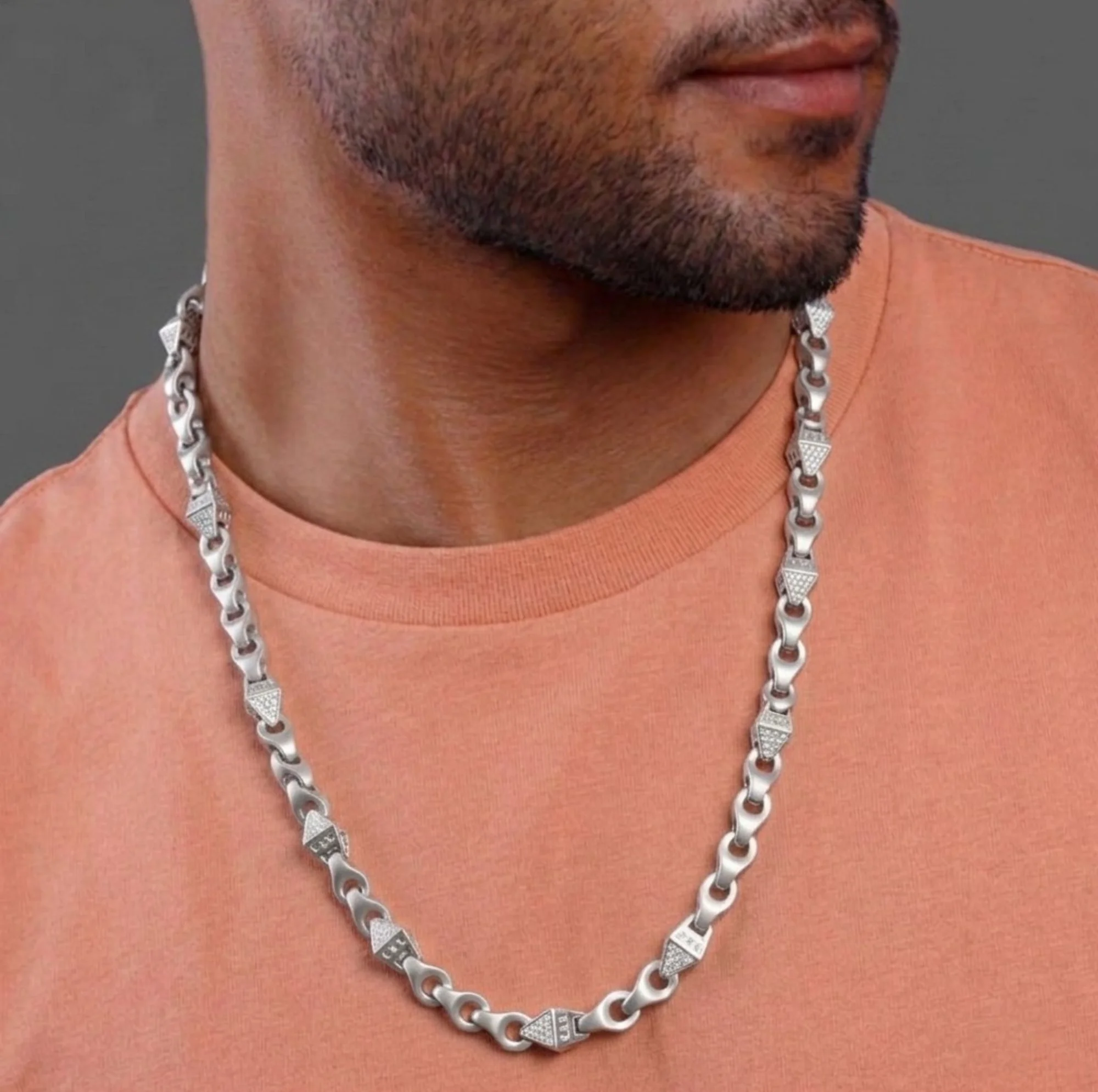 Silver 3D Pyramid Men's Chain - Image 2