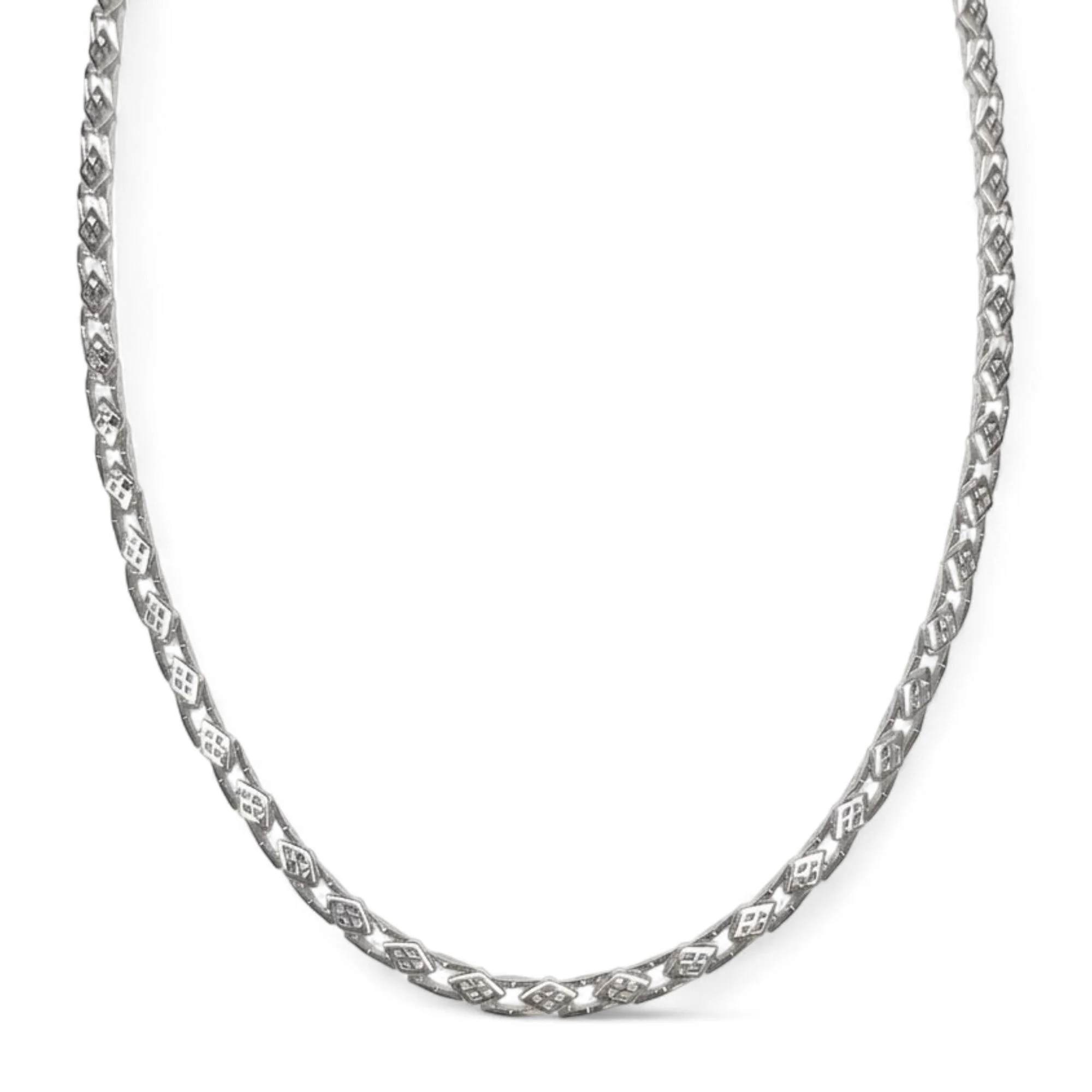 Silver Geometric Link Men's Chain - Image 1