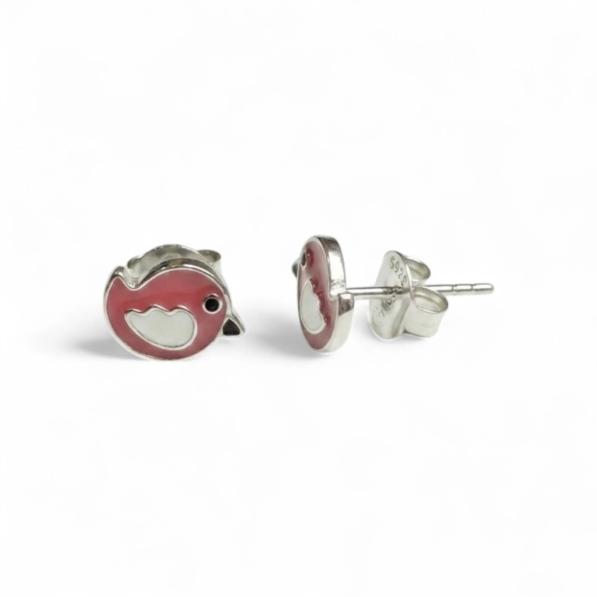 Silver Peachy Songbird Kid's Earrings