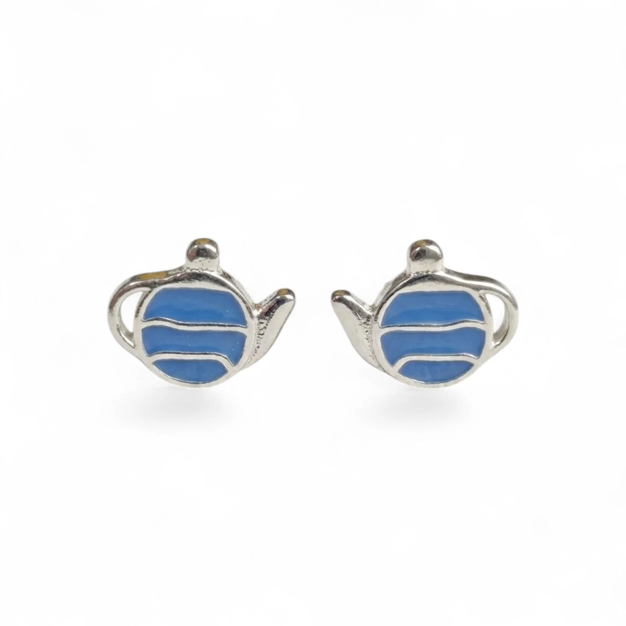 Silver Tea Party Tiny Kid's Earrings - Image 4