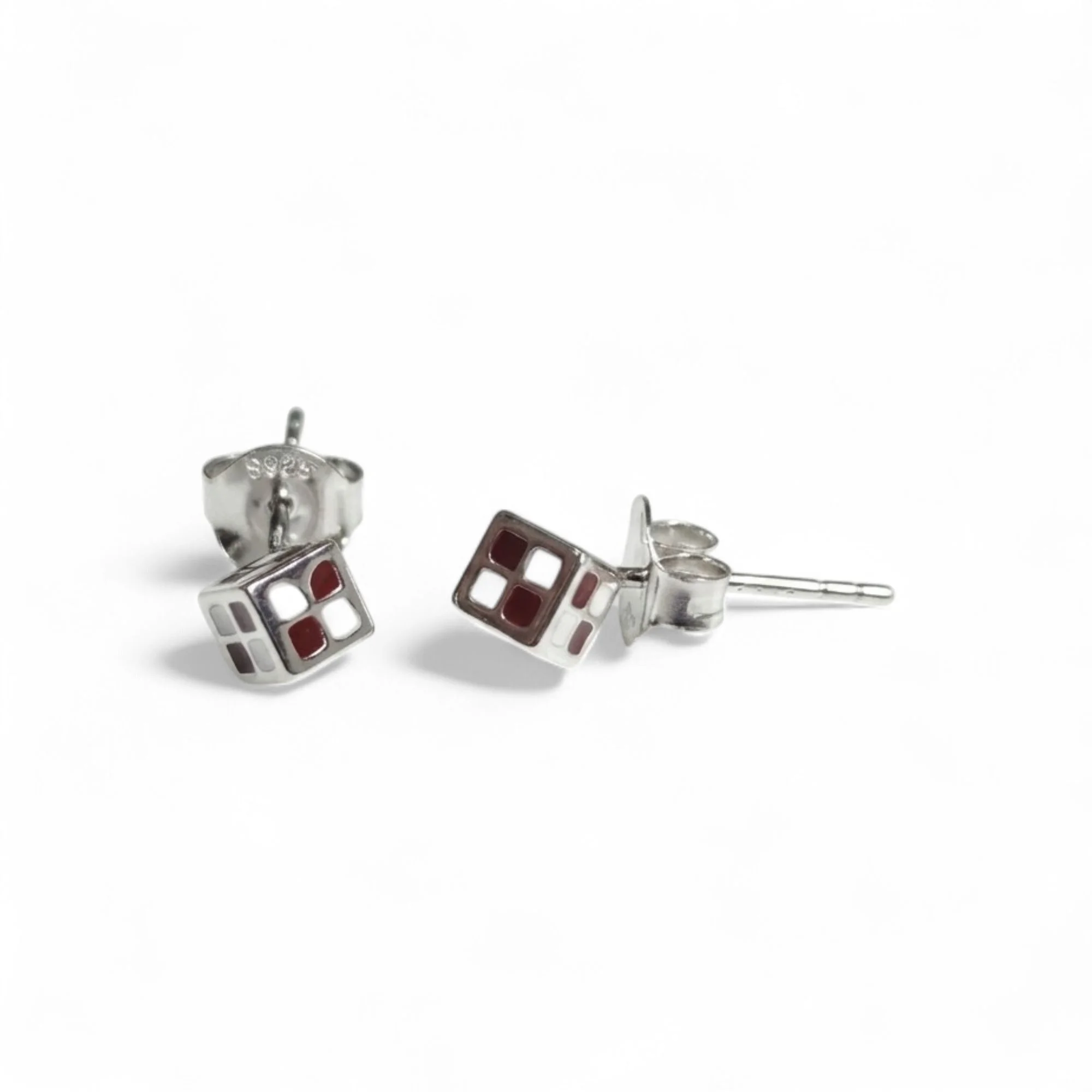 Silver Brown Puzzle-Pop Kid's Earrings