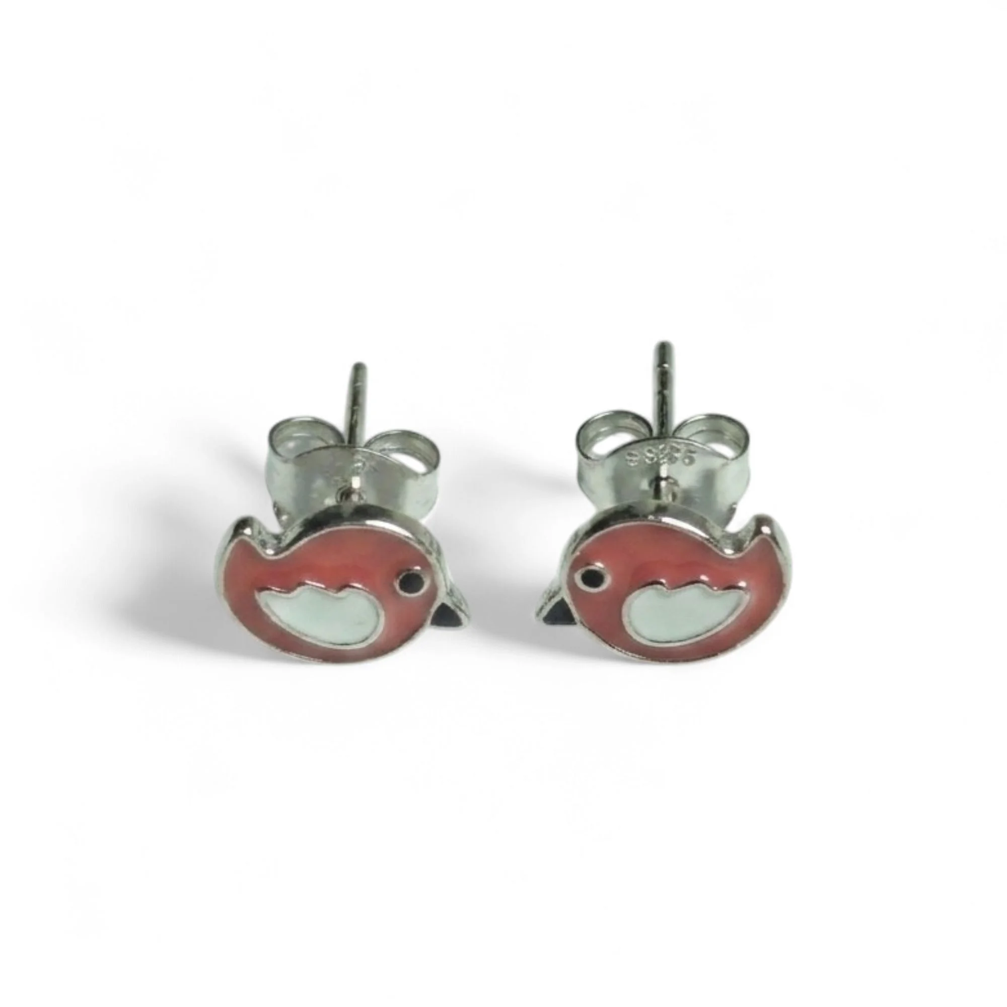 Silver Peachy Songbird Kid's Earrings - Image 3