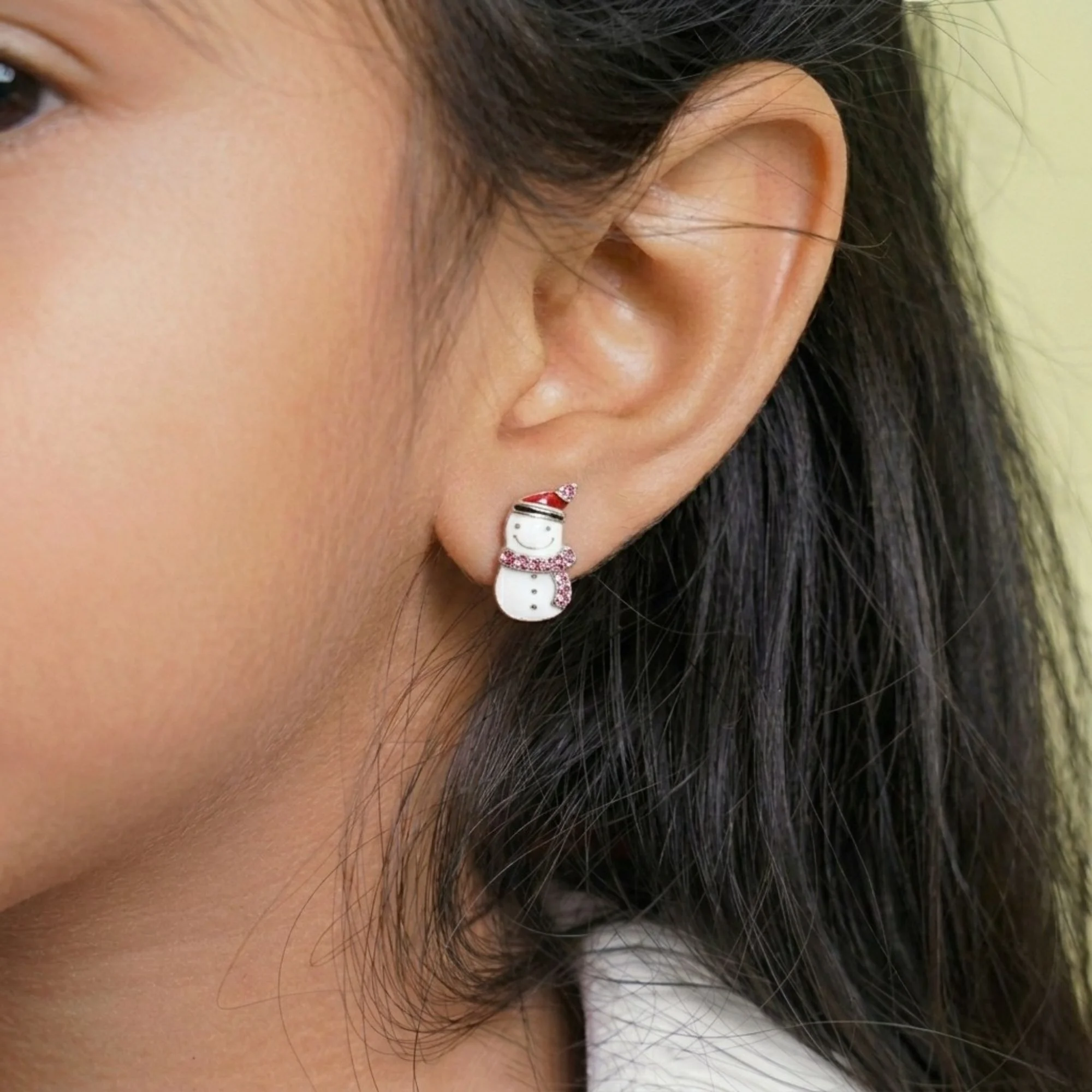 Silver Snowman Kid's Earrings - 2