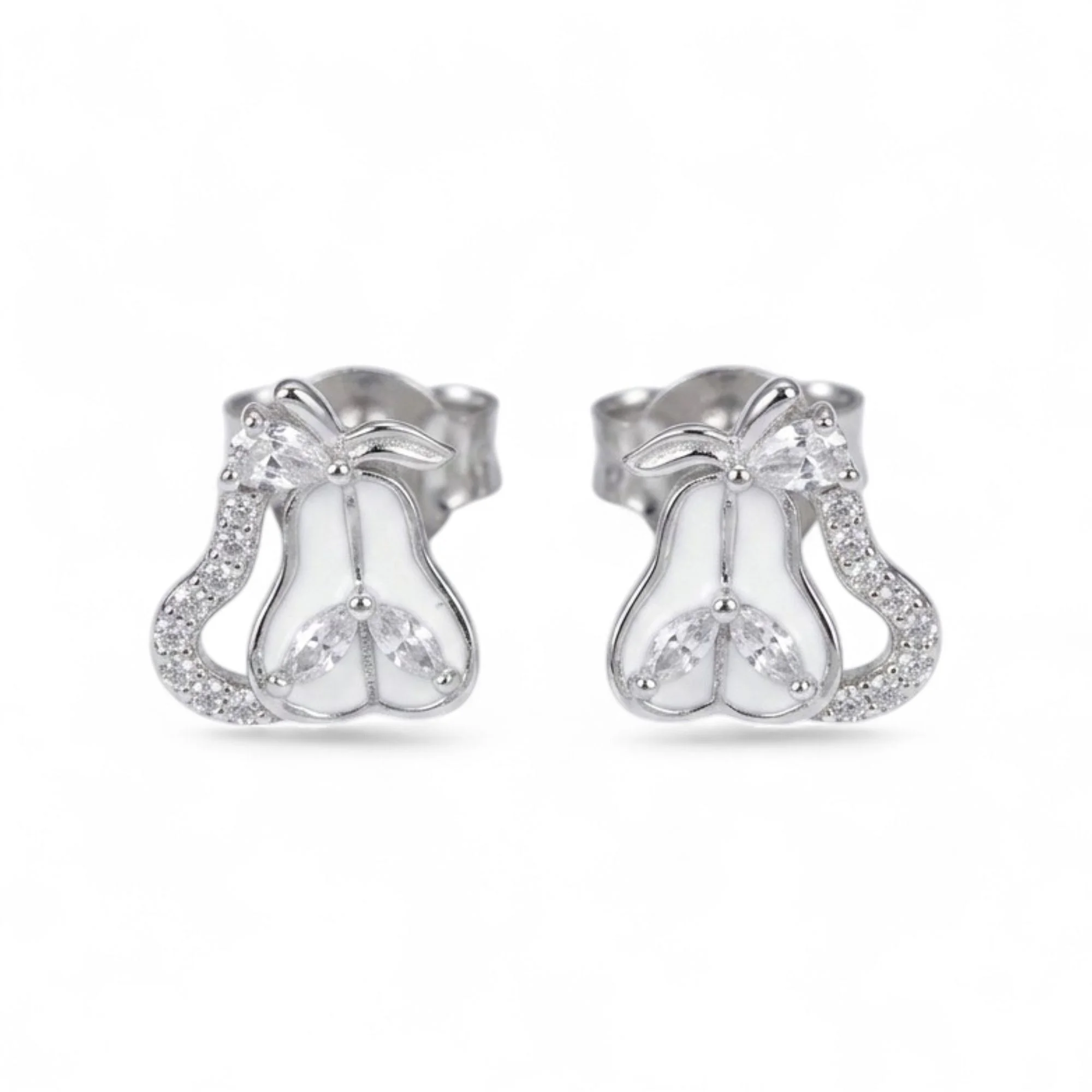 Silver White Petal Bells Kid's Earrings - Image 4