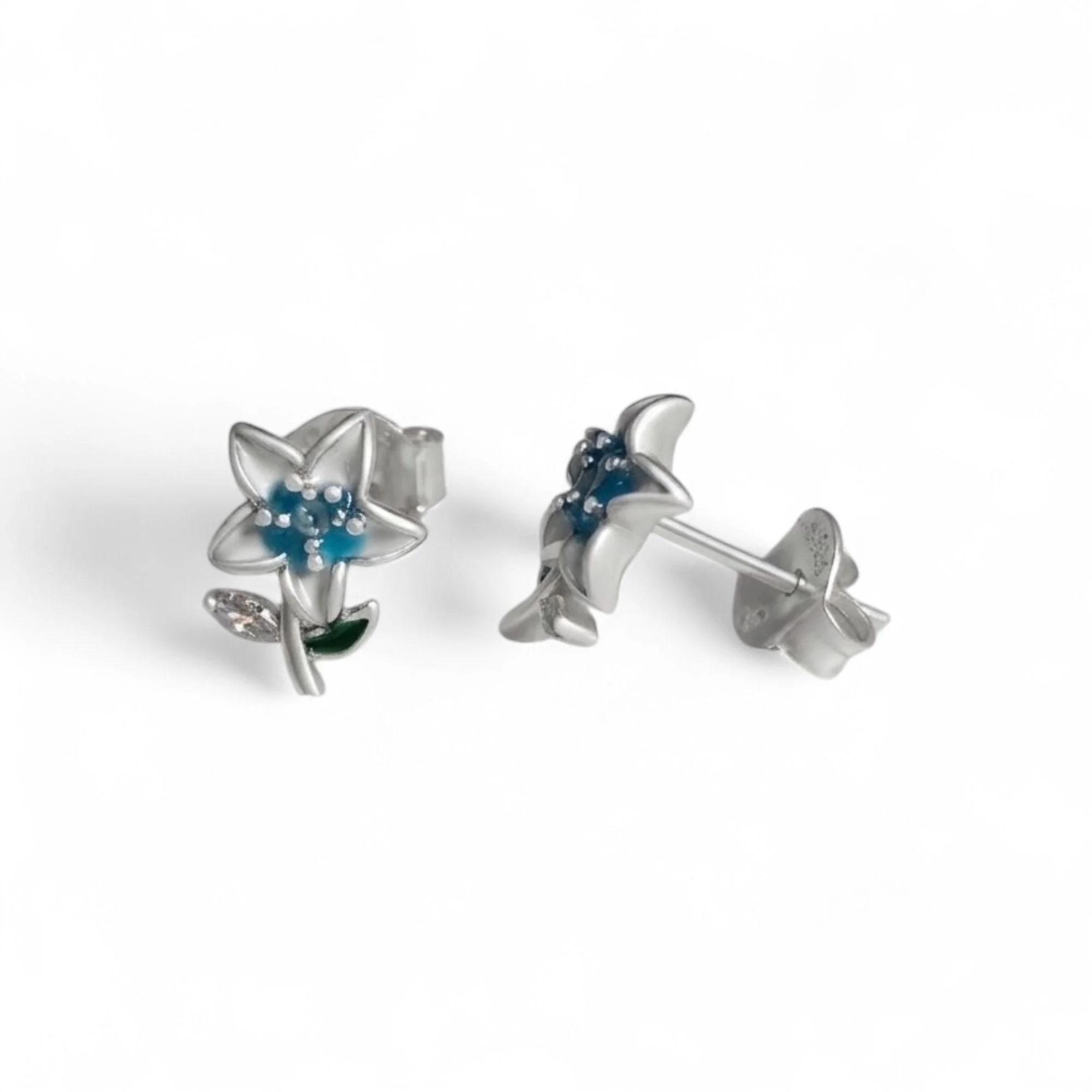 Silver Blueberry Blossom Kid's Earrings