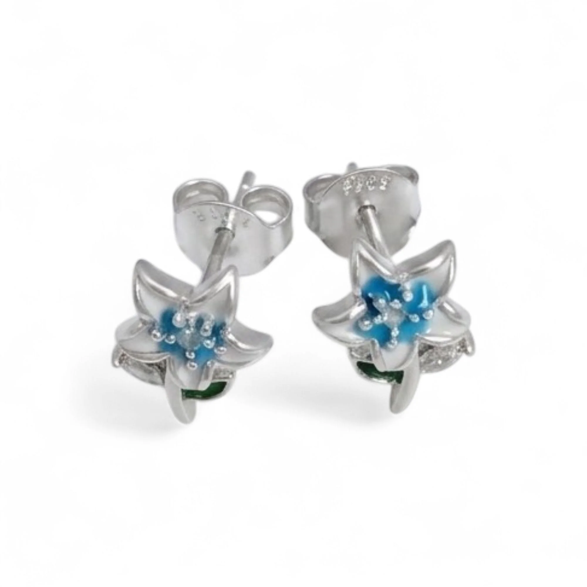 Silver Blueberry Blossom Kid's Earrings - Image 3