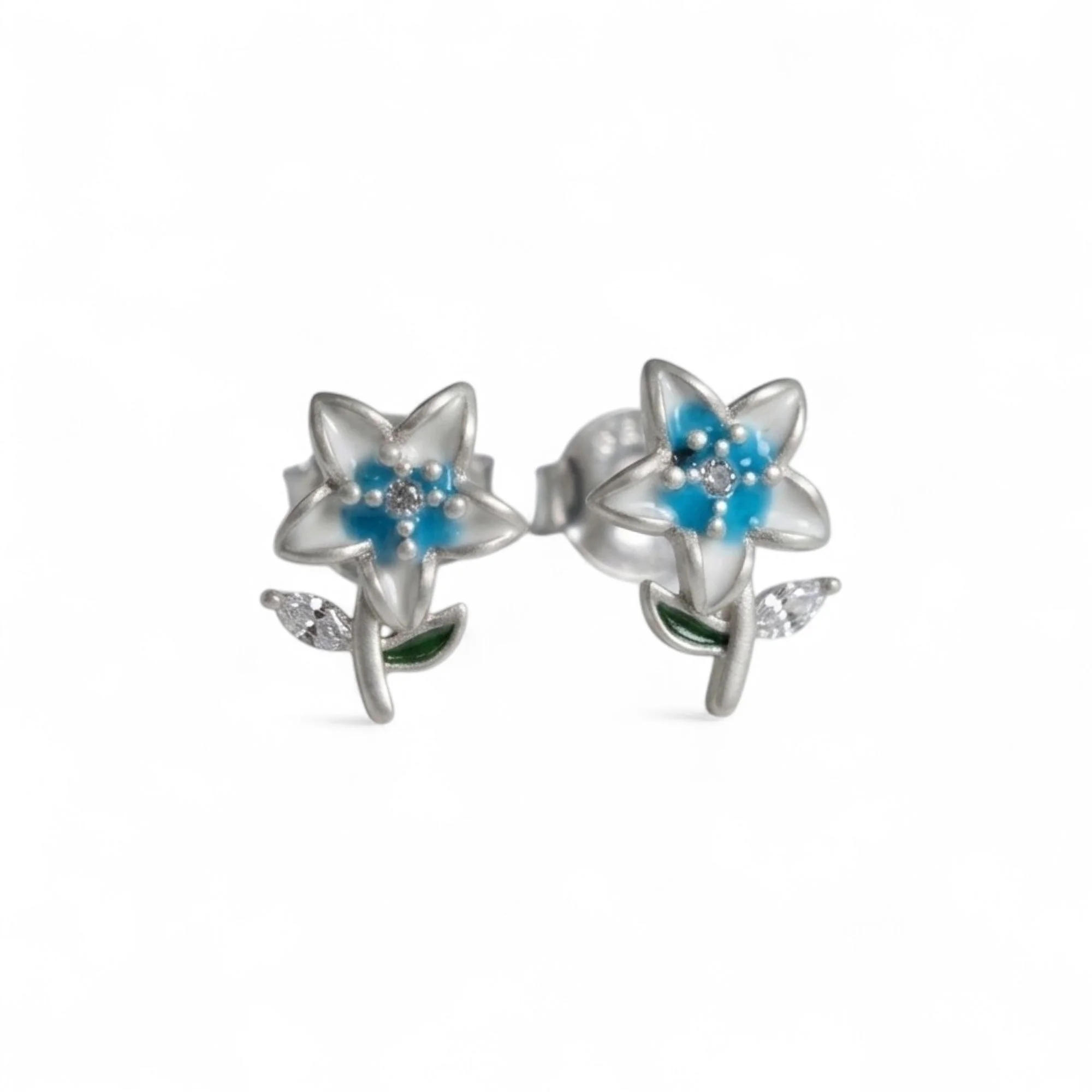Silver Blueberry Blossom Kid's Earrings - Image 4