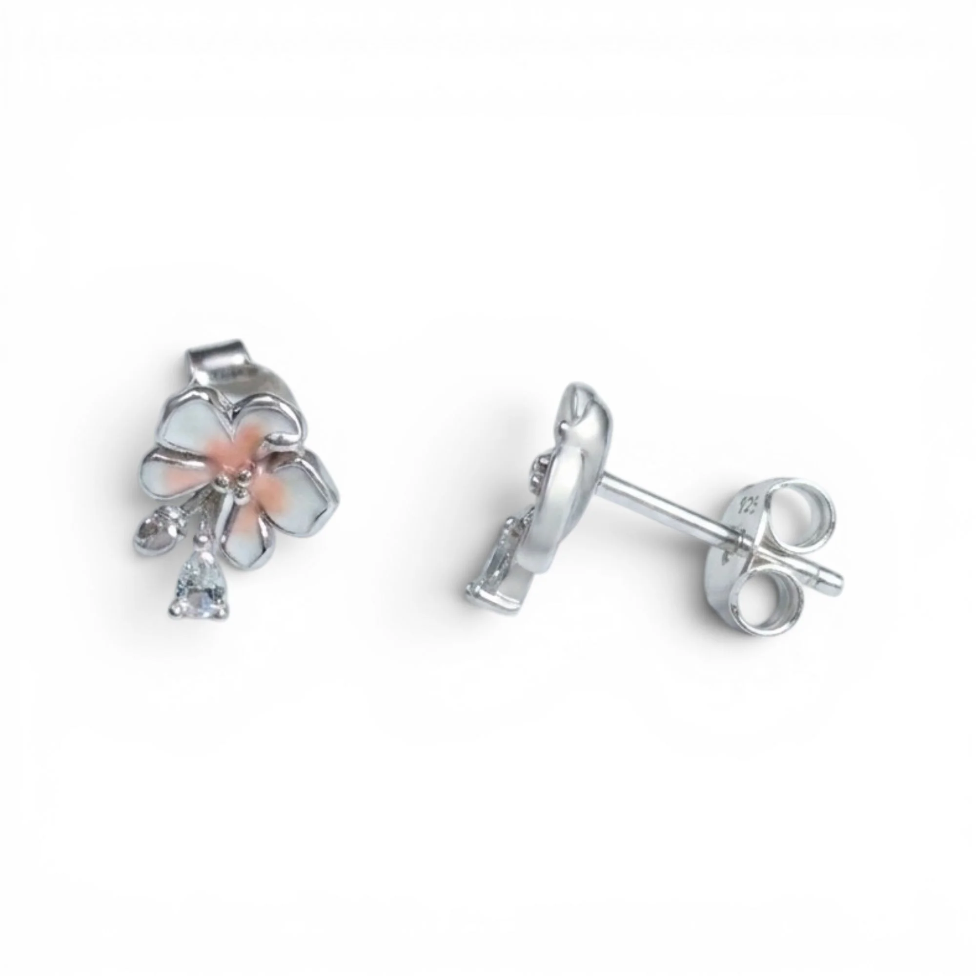 Silver Peach First Bloom Kid's Earrings