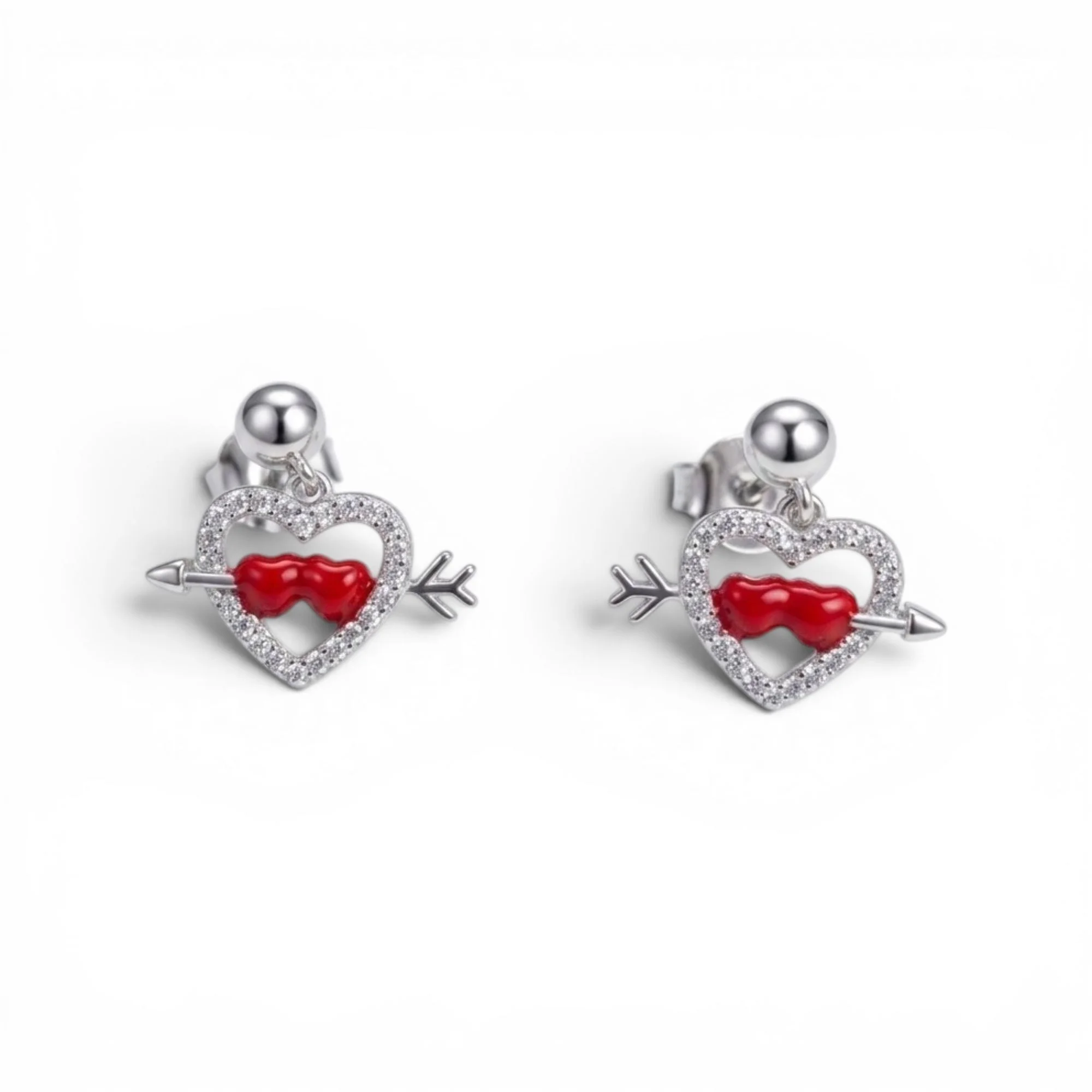 Silver Sweetheart Arrow Kid's Earrings - Image 4