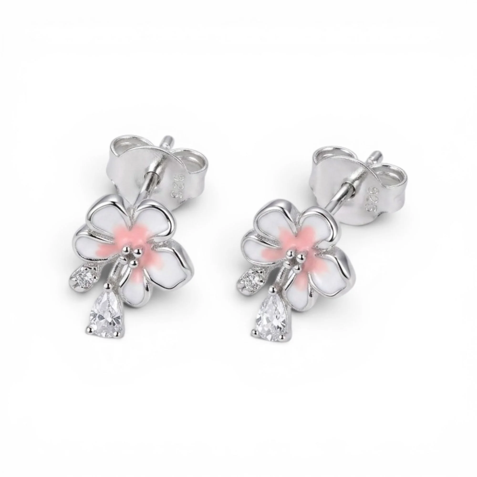 Silver Peach First Bloom Kid's Earrings - Image 3