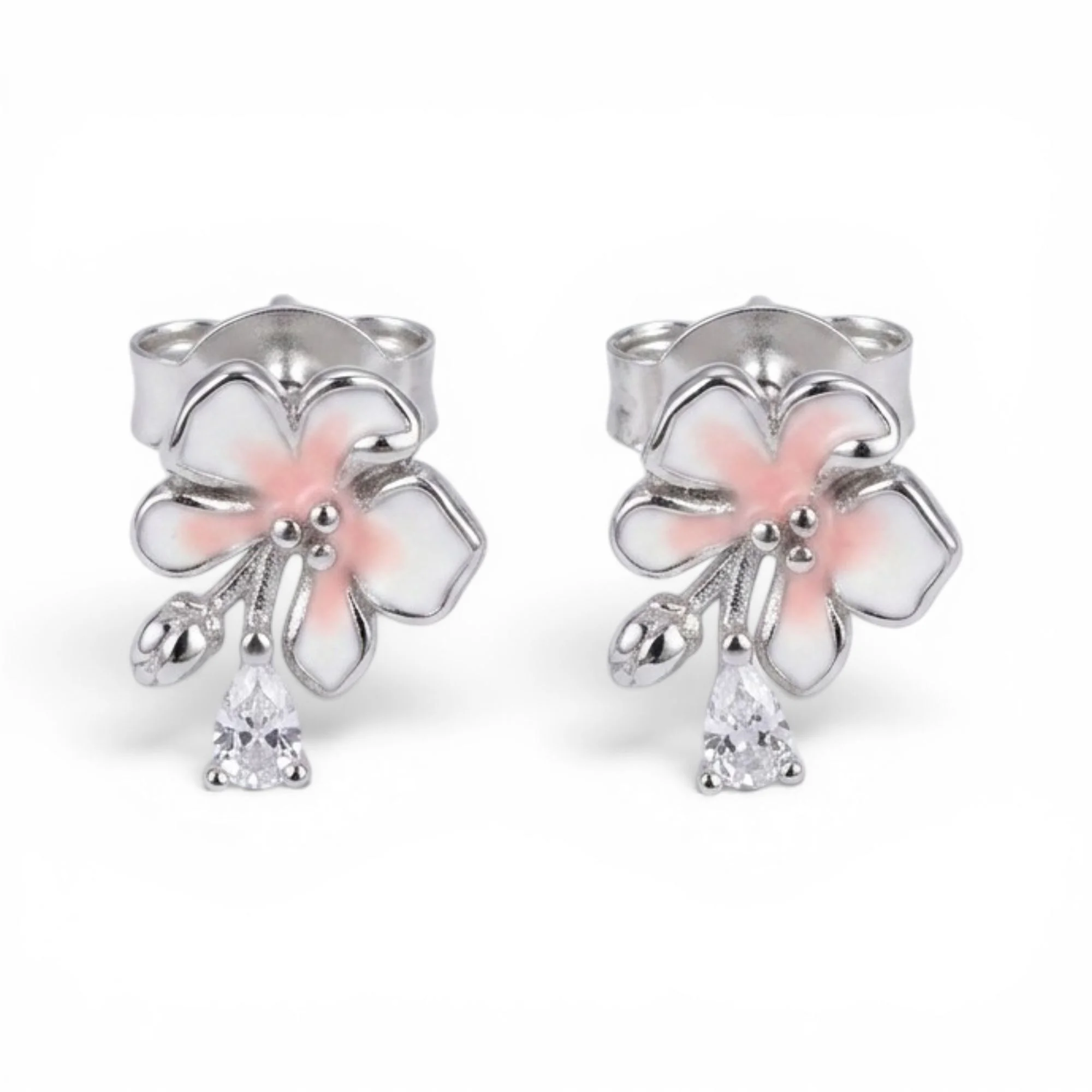 Silver Peach First Bloom Kid's Earrings - Image 4