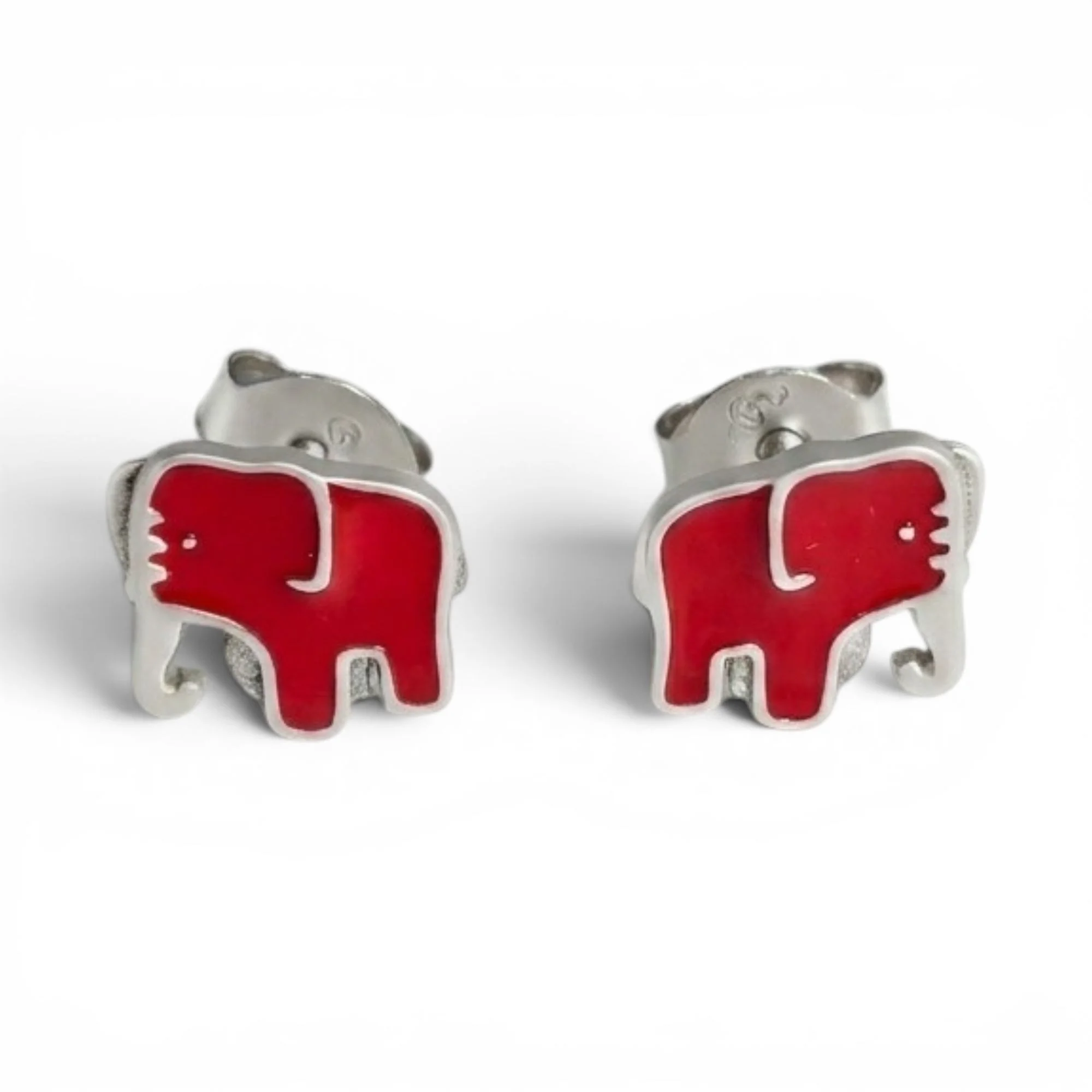 Silver Red Trunk Kid's Earrings - Image 4