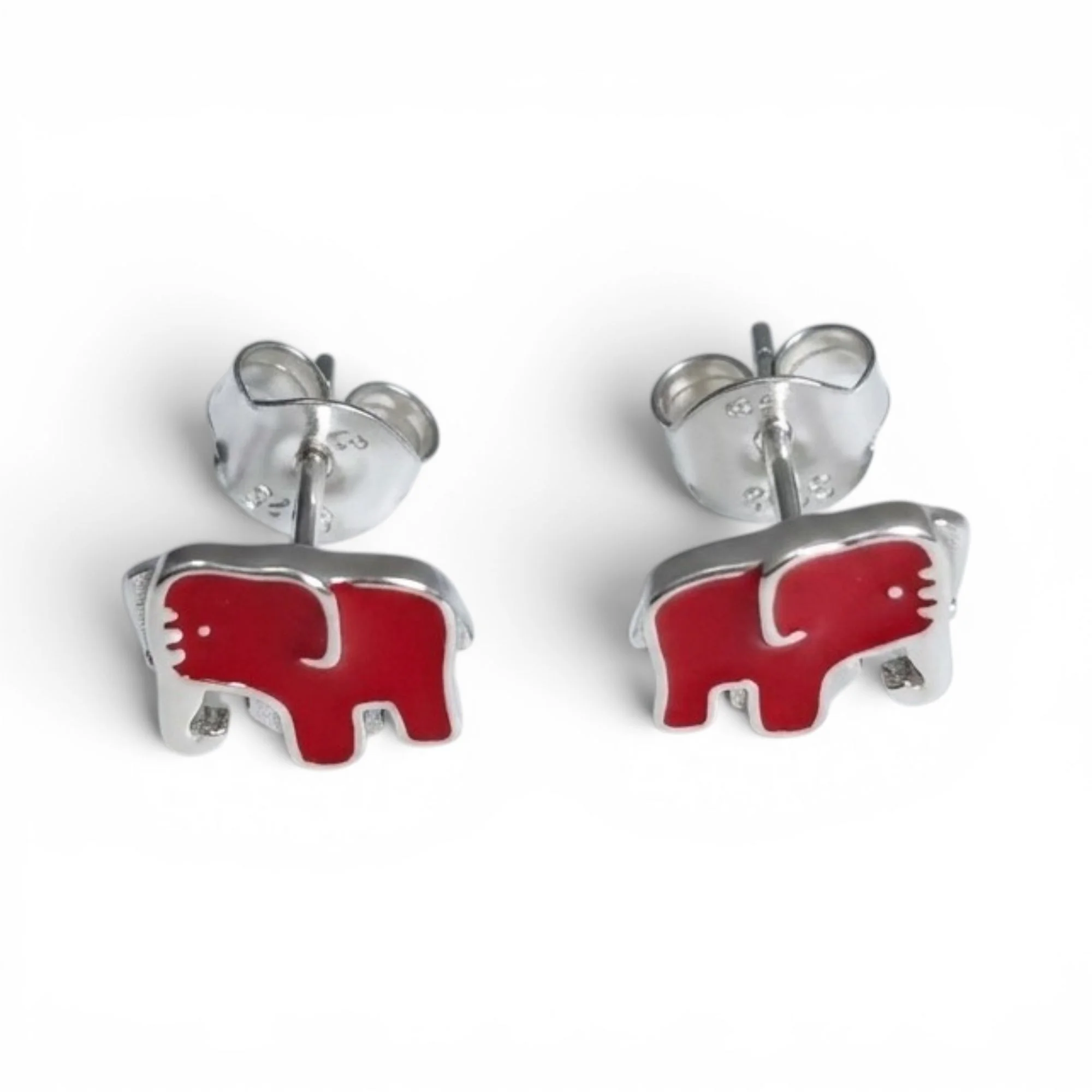 Silver Red Trunk Kid's Earrings - Image 3