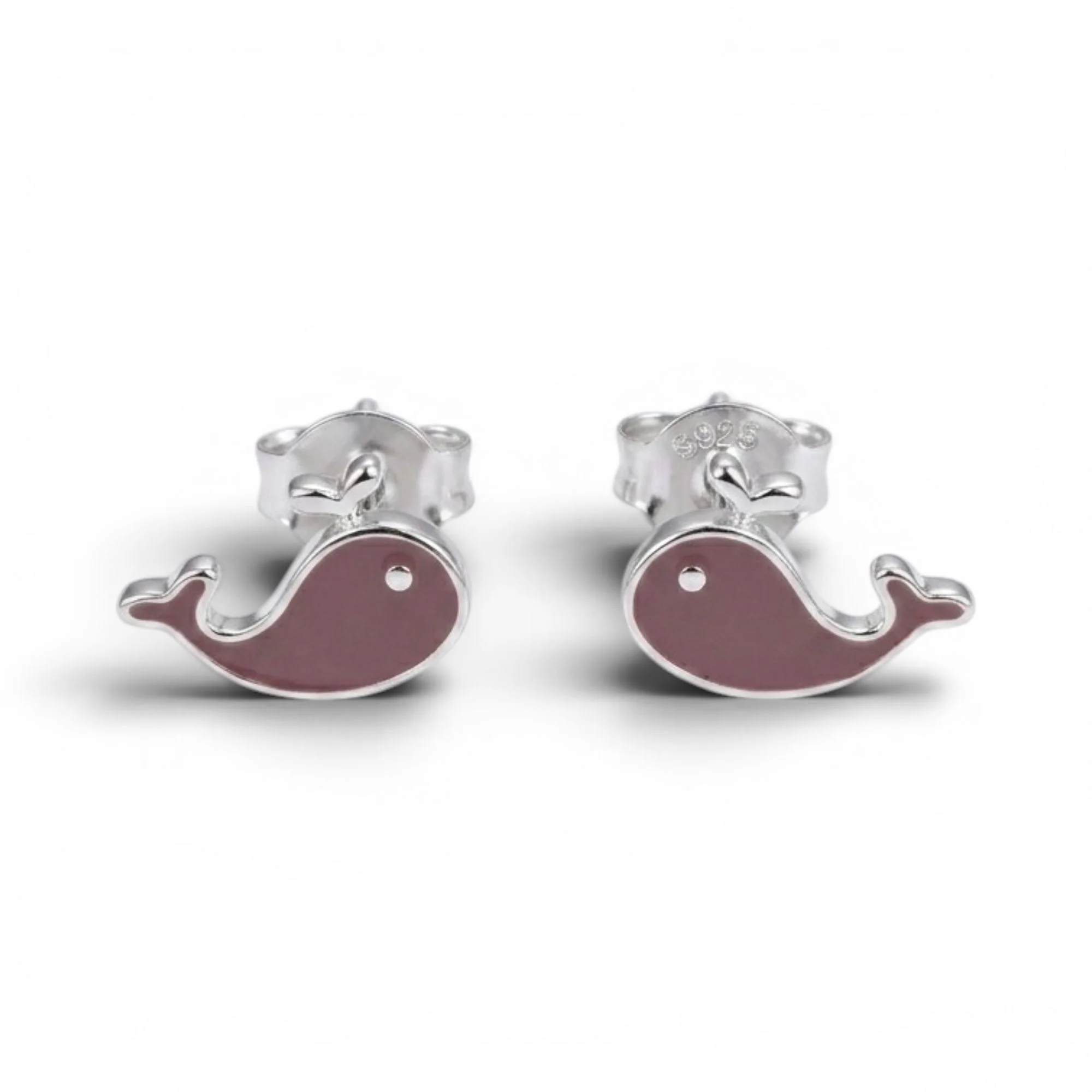 Silver Brown Dream Whales Kid's Earrings - Image 4
