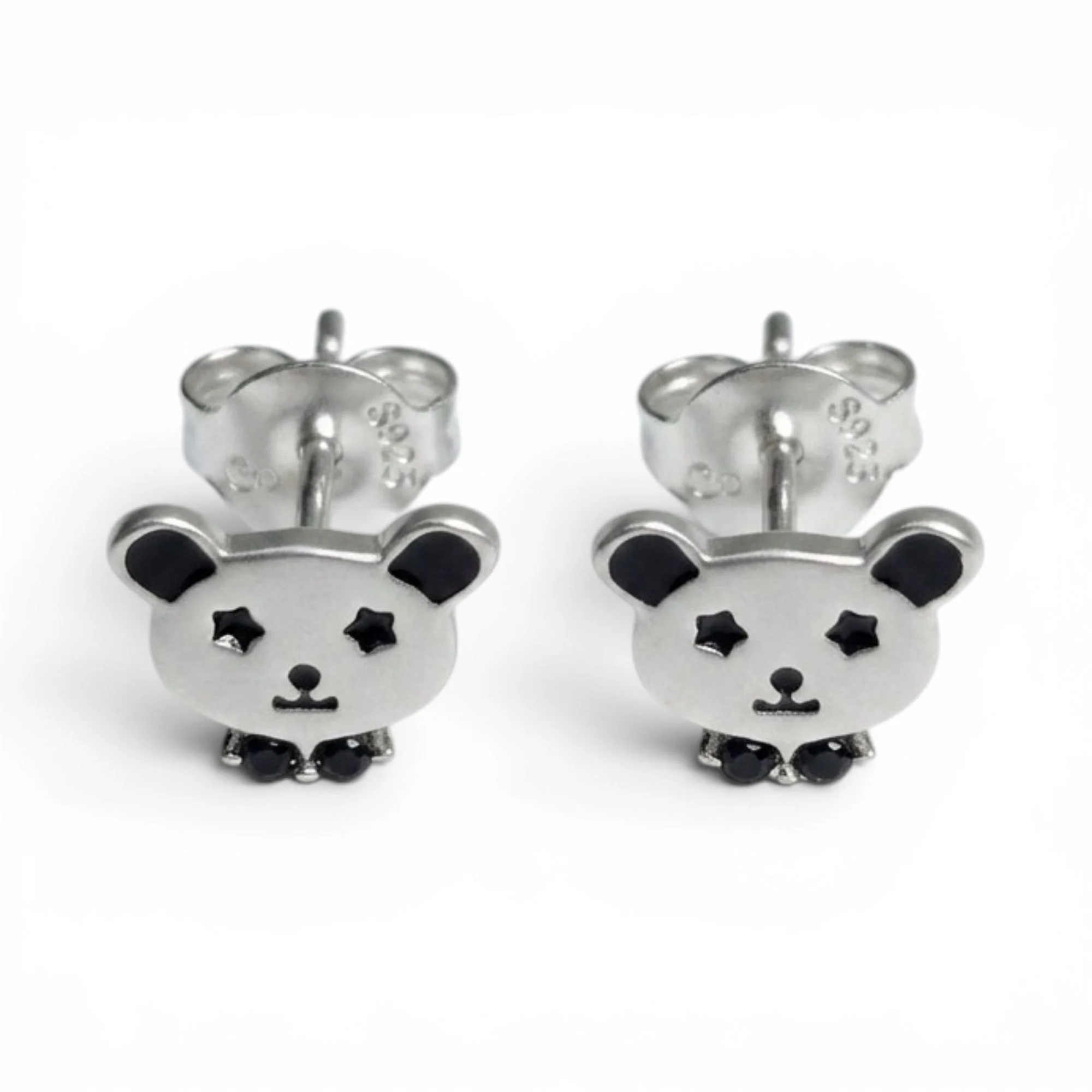 Silver Panda Cub Kid's Earrings - Image 3