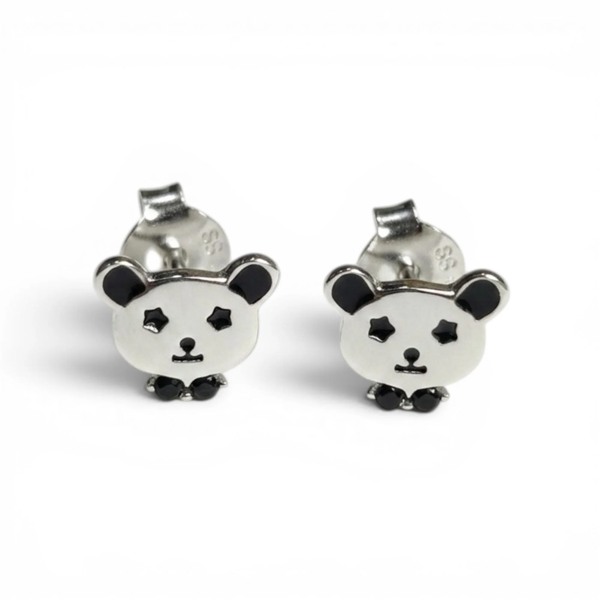 Silver Panda Cub Kid's Earrings - Image 4