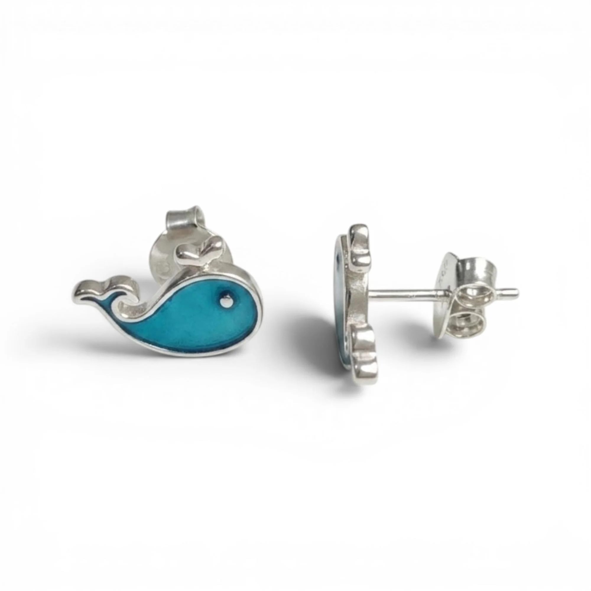 Silver Blue Dream Whales Kid's Earrings