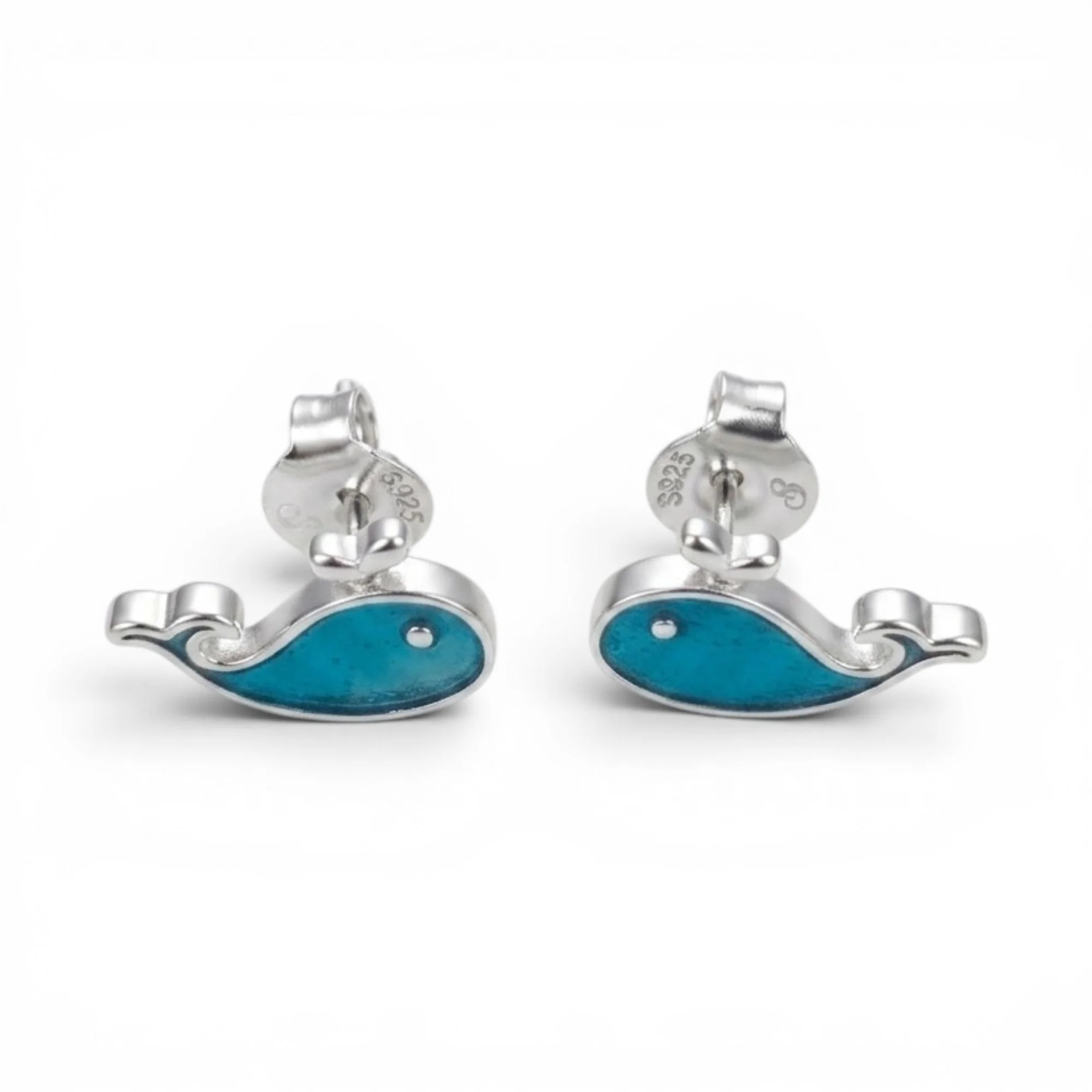 Silver Blue Dream Whales Kid's Earrings - Image 3