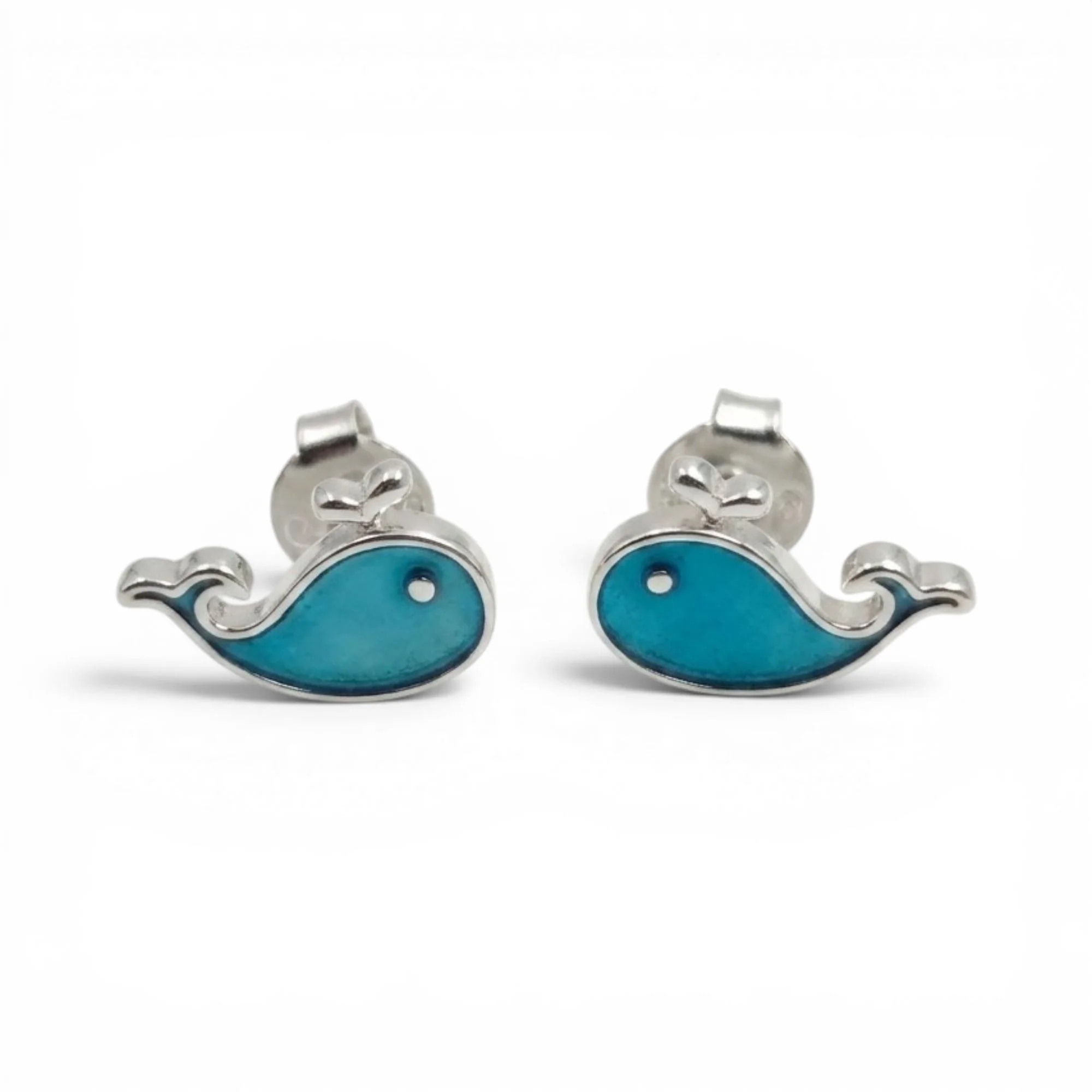 Silver Blue Dream Whales Kid's Earrings - Image 4