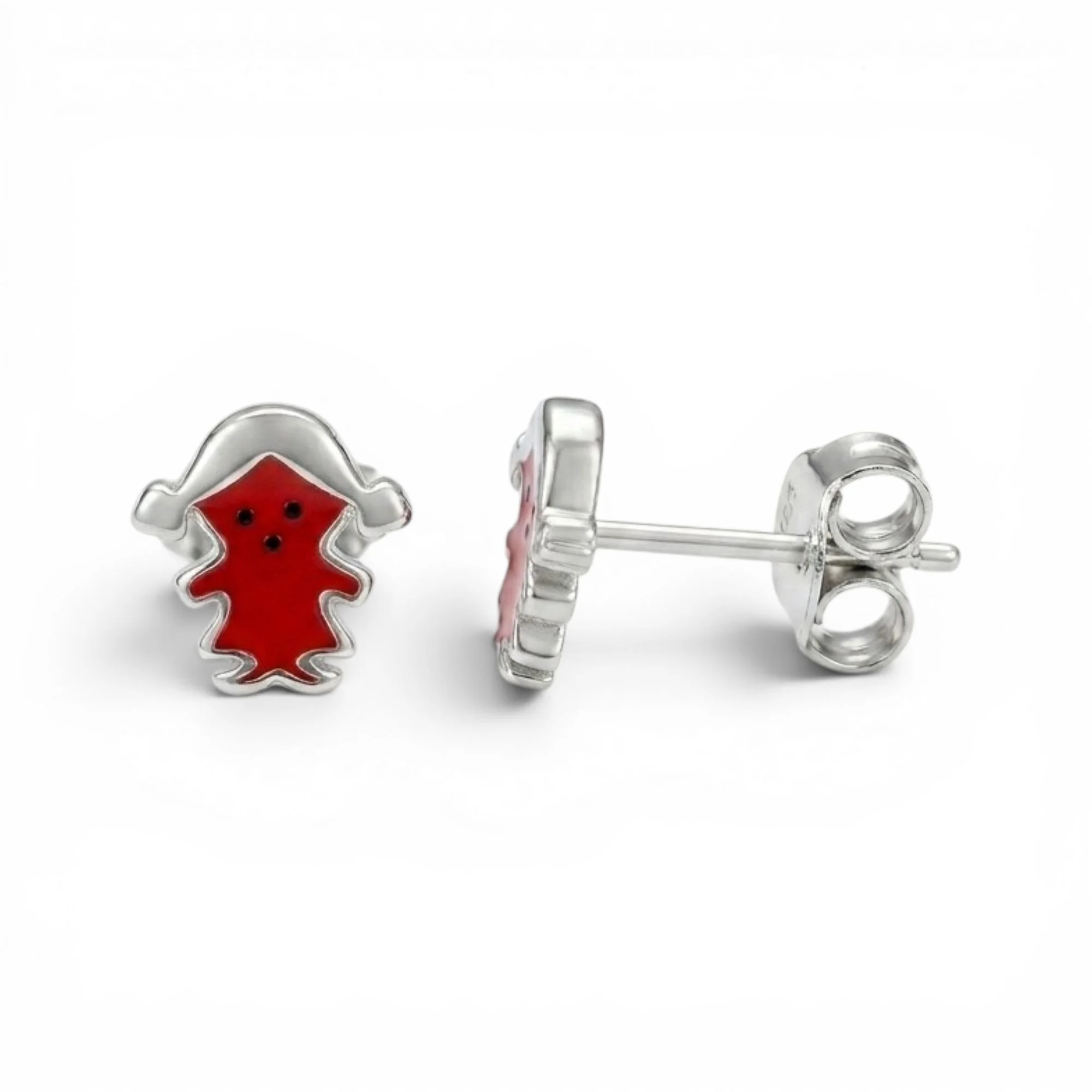 Silver Red Dolly Kid's Earrings
