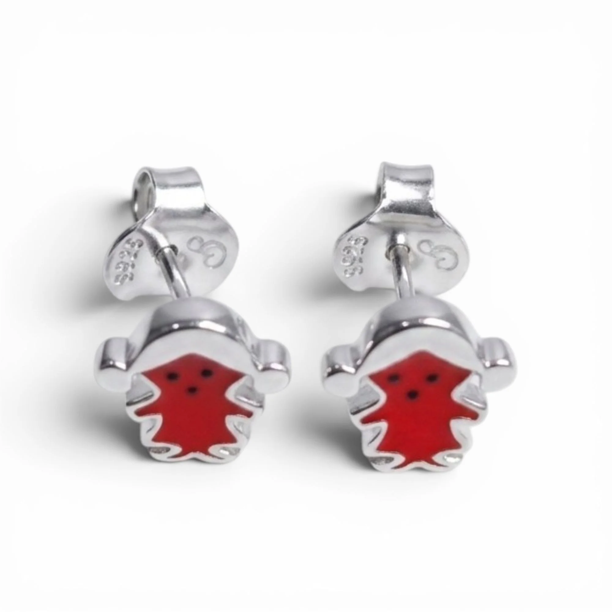 Silver Red Dolly Kid's Earrings - Image 3