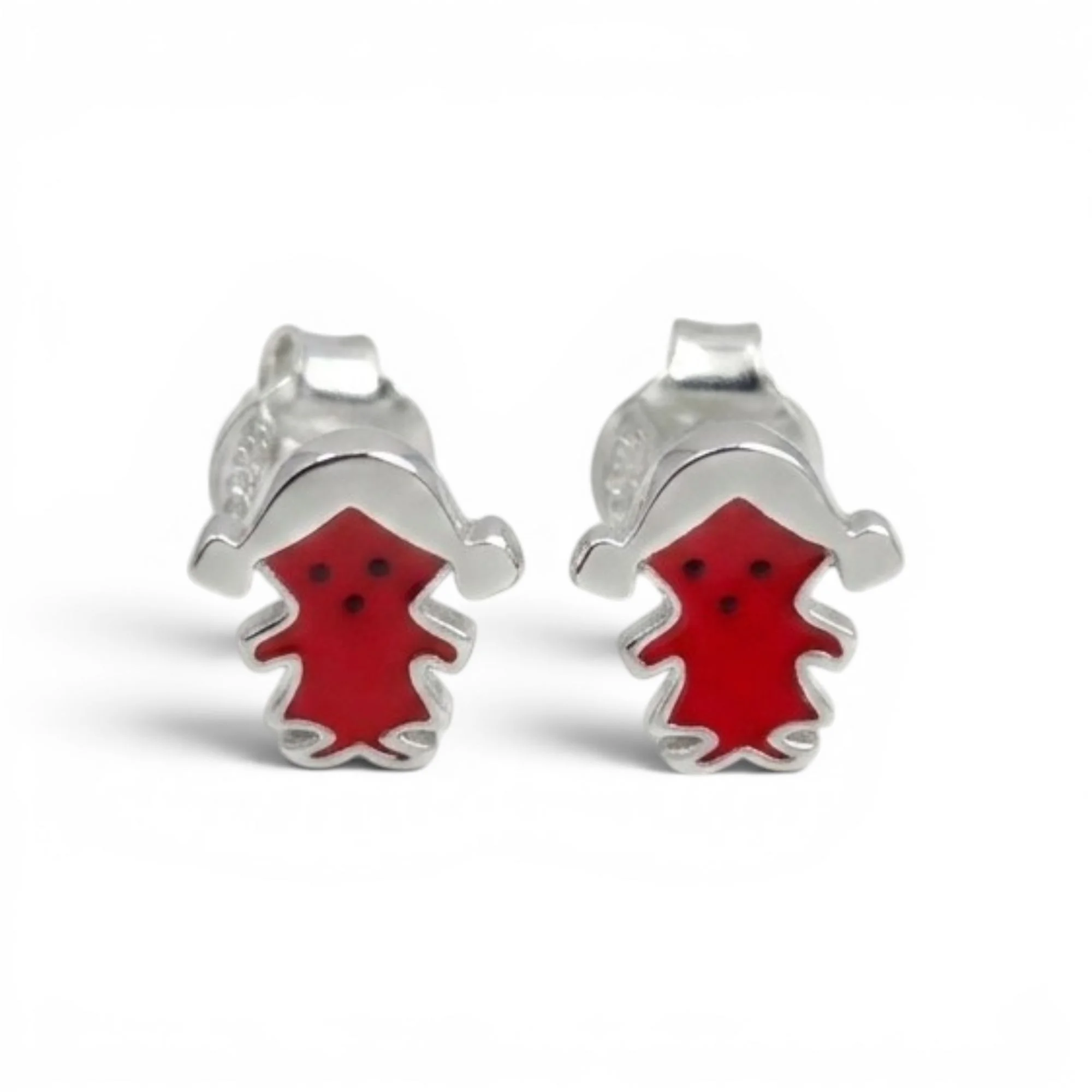 Silver Red Dolly Kid's Earrings - Image 4