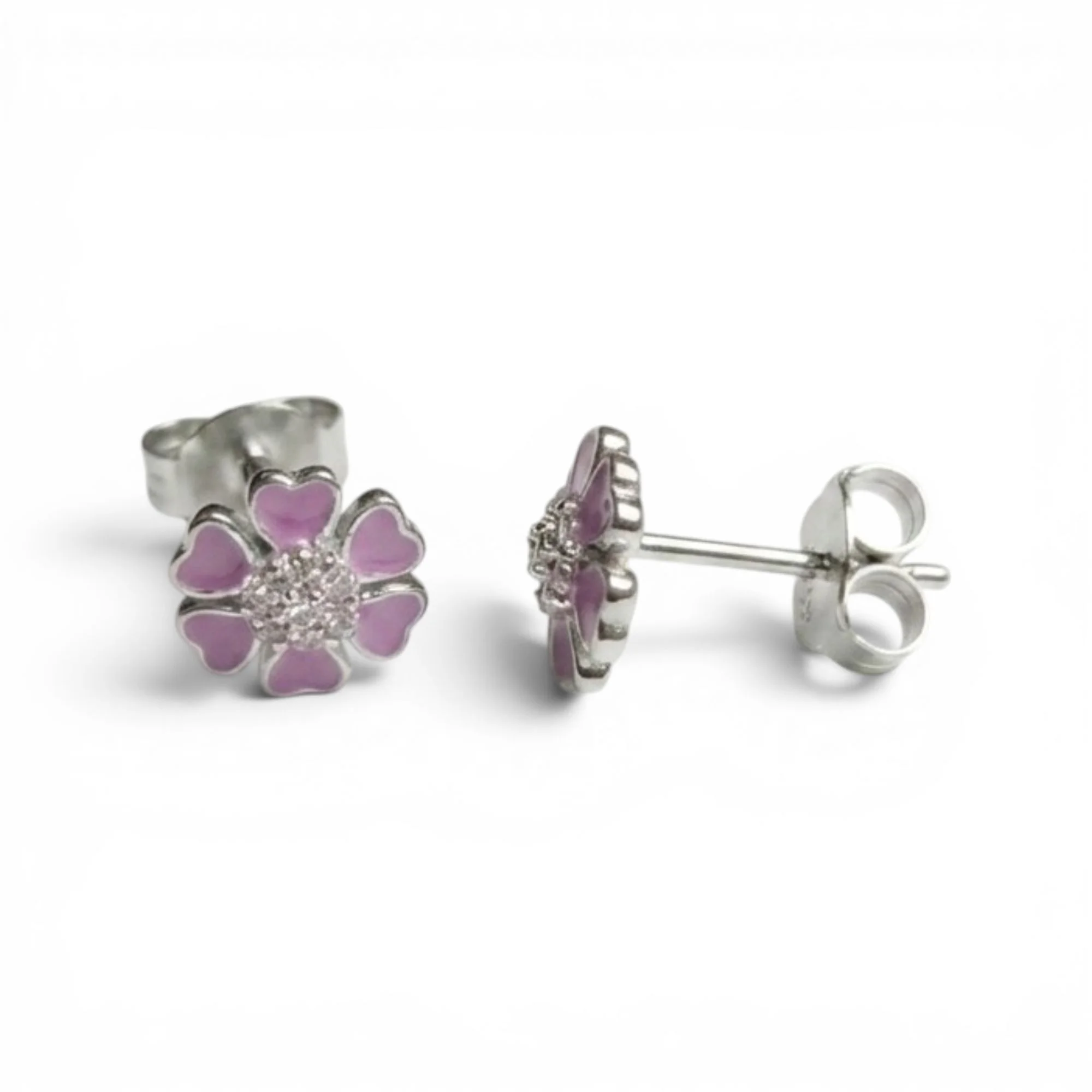 Silver Lavender Love-Bloom Kid's Earrings