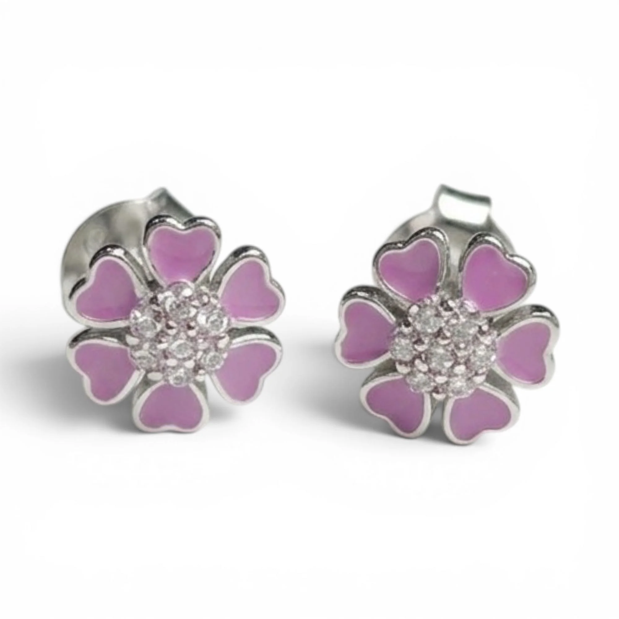 Silver Lavender Love-Bloom Kid's Earrings - Image 4