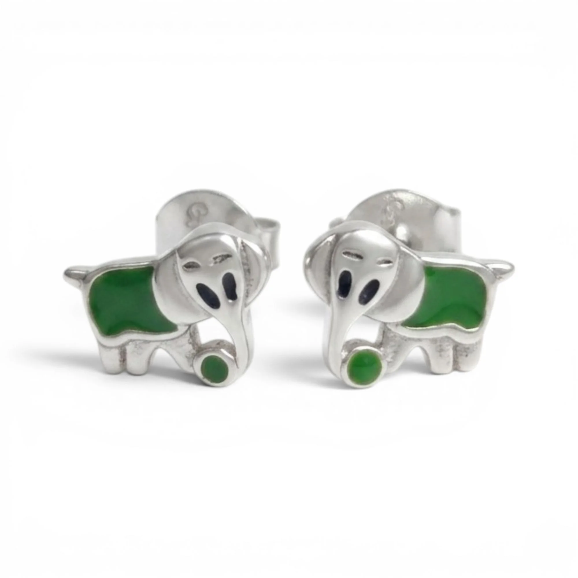 Silver Green Trunk Kid's Earrings - Image 4