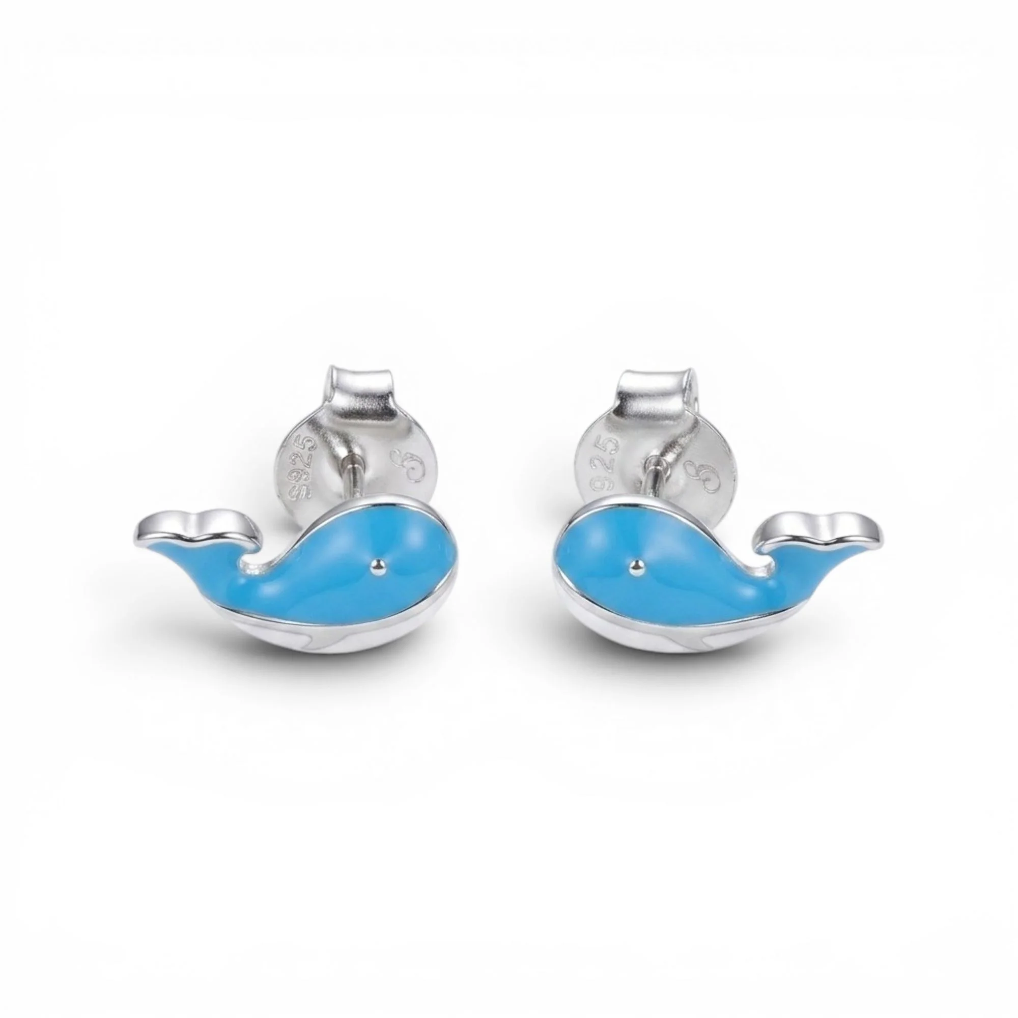 Silver Sky-Belly Whale Kid's Earrings - Image 4