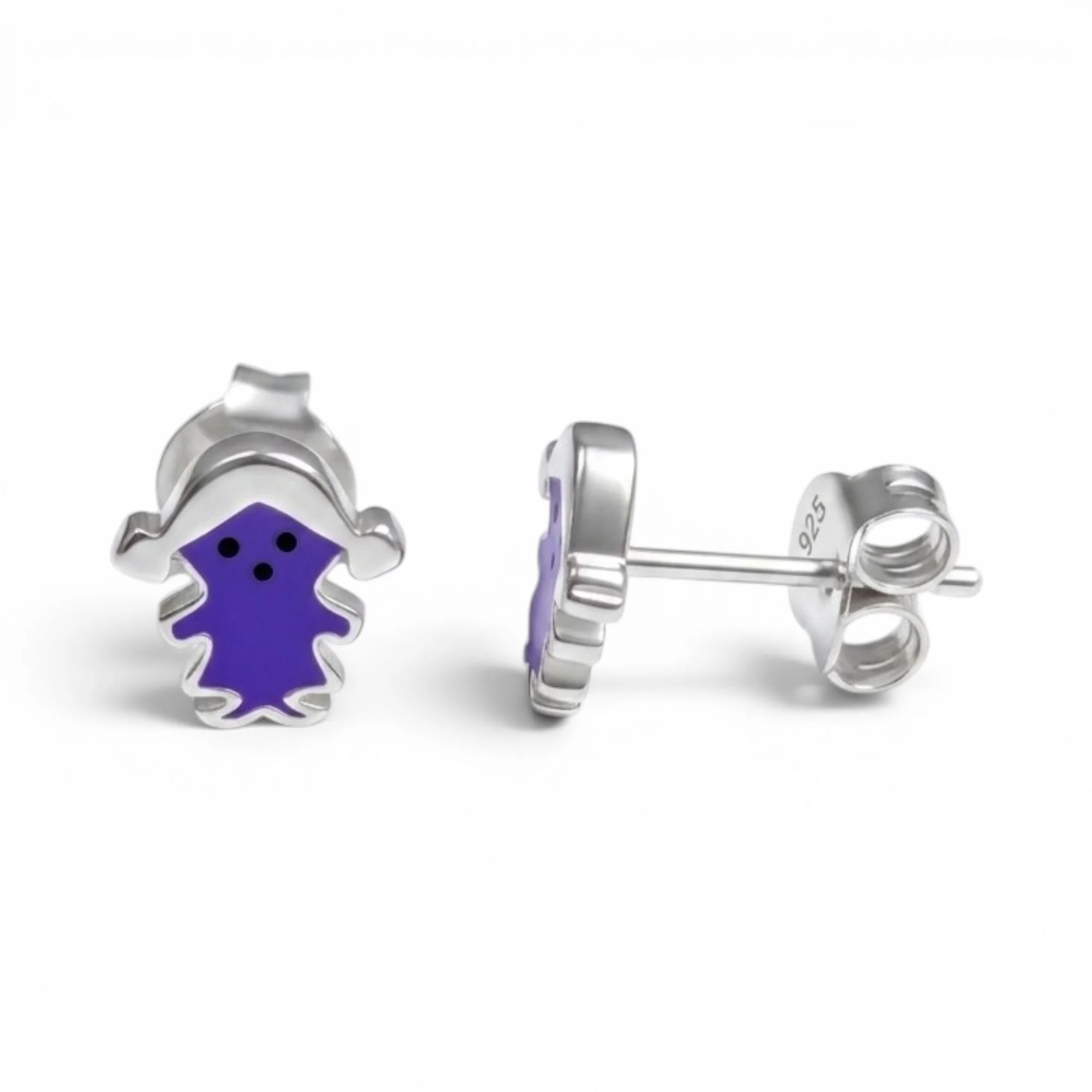 Silver Purple Dolly Kid's Earrings