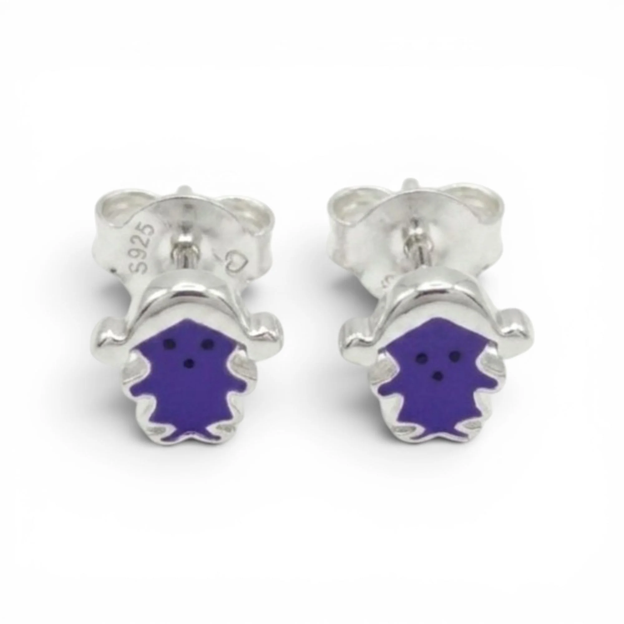 Silver Purple Dolly Kid's Earrings - Image 3