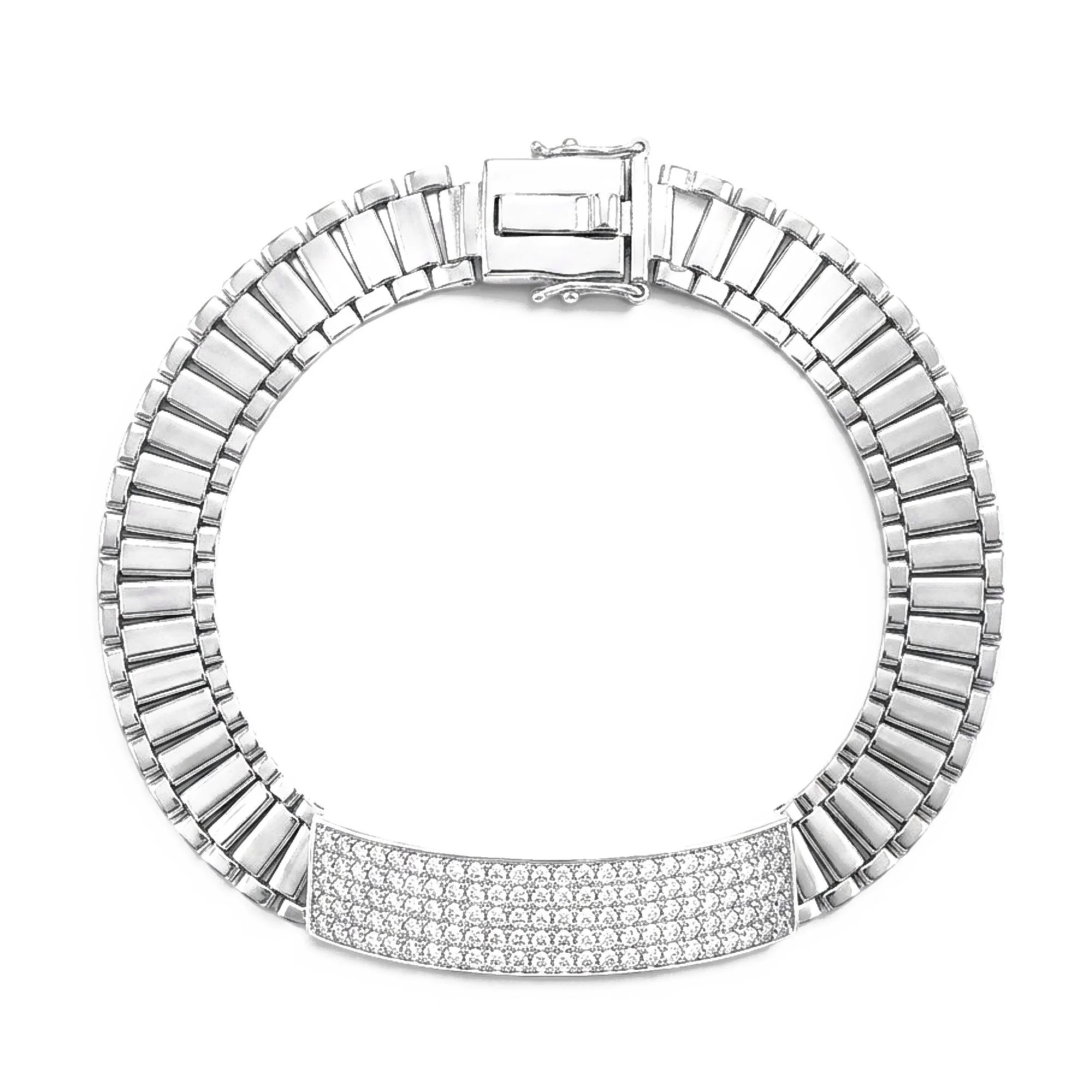 Silver Micro Pave Lab Diamond Men's Bracelet