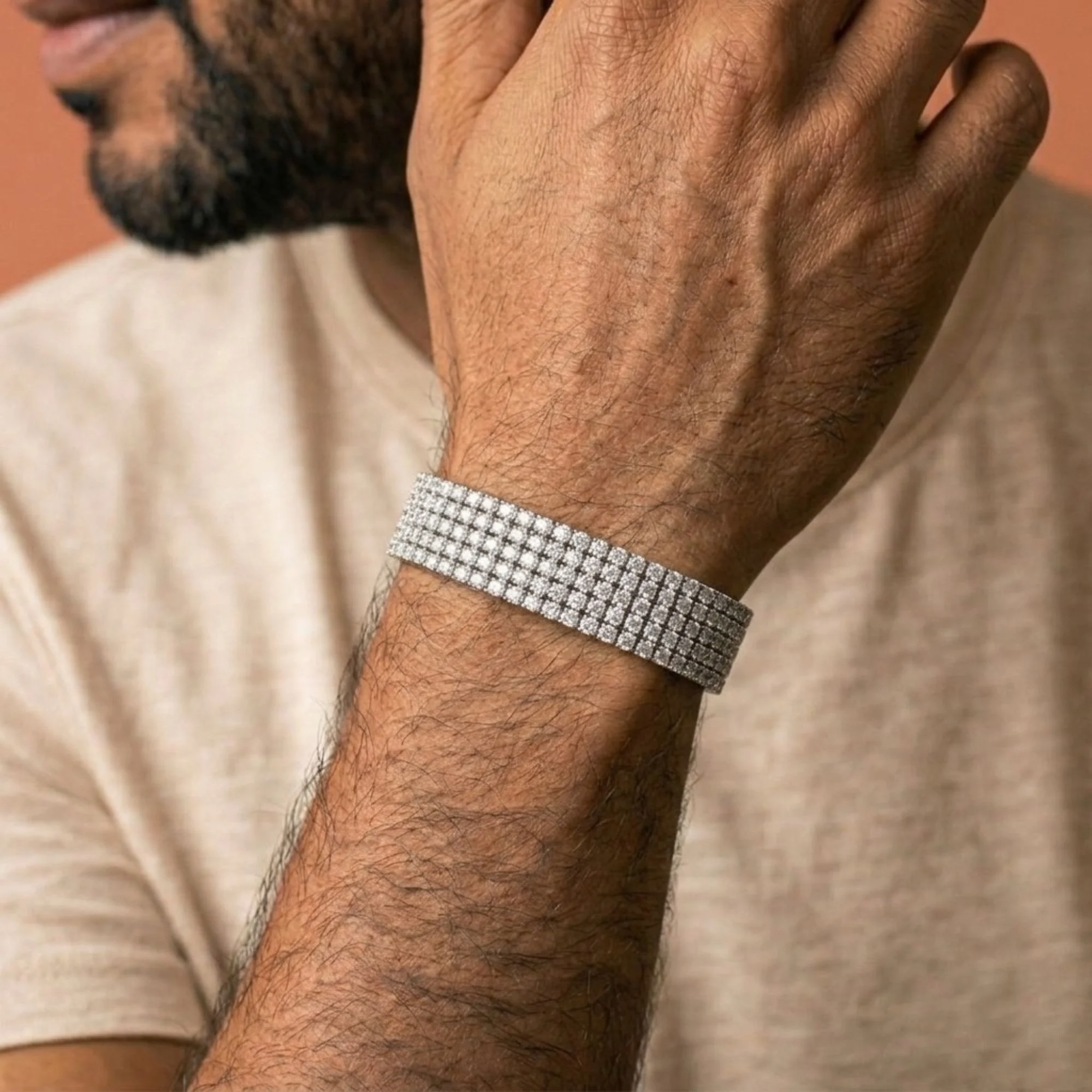 Silver Multi-Strand Tennis Men's Bracelet - 2