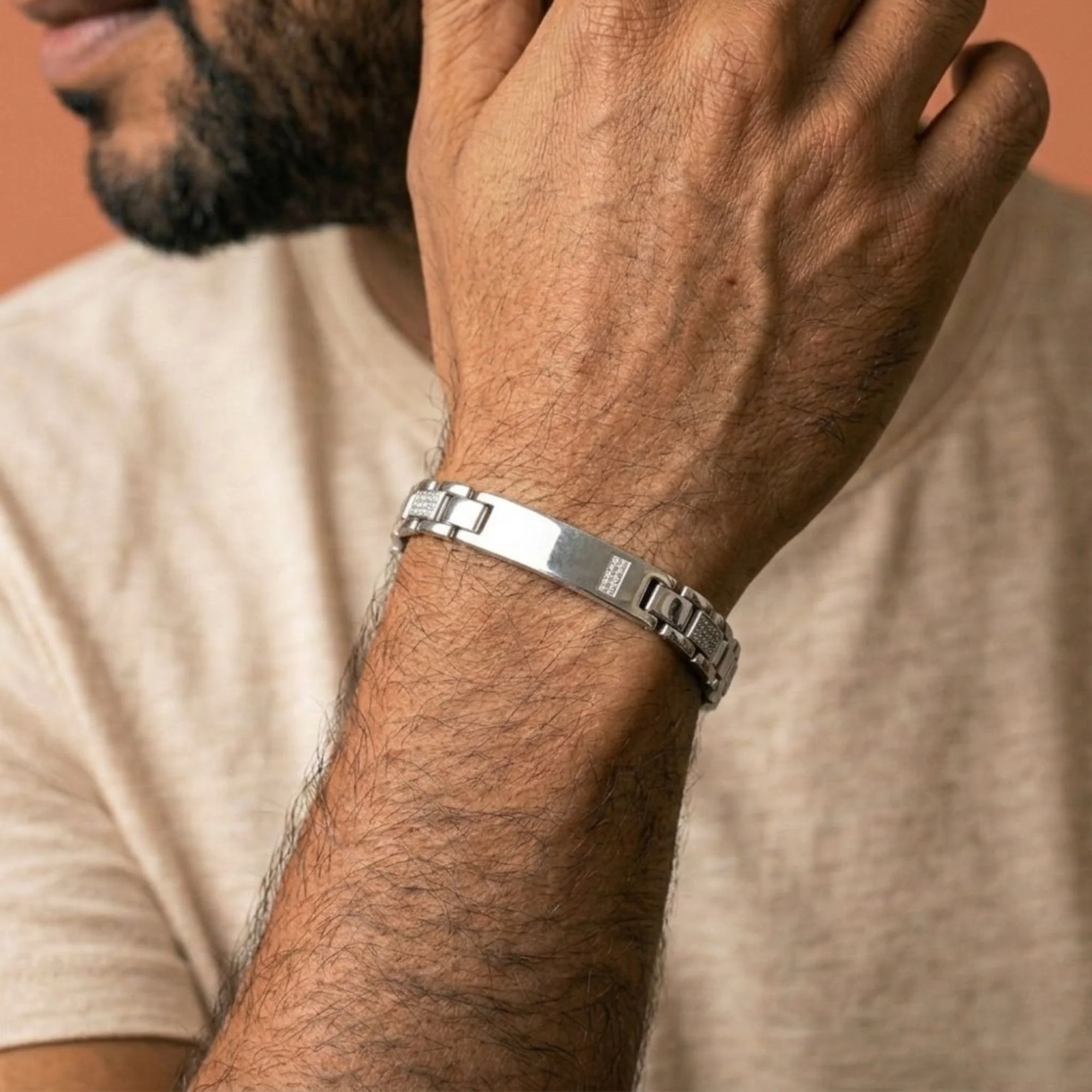Silver Luxe Horizon Link Men's Bracelet - Image 2