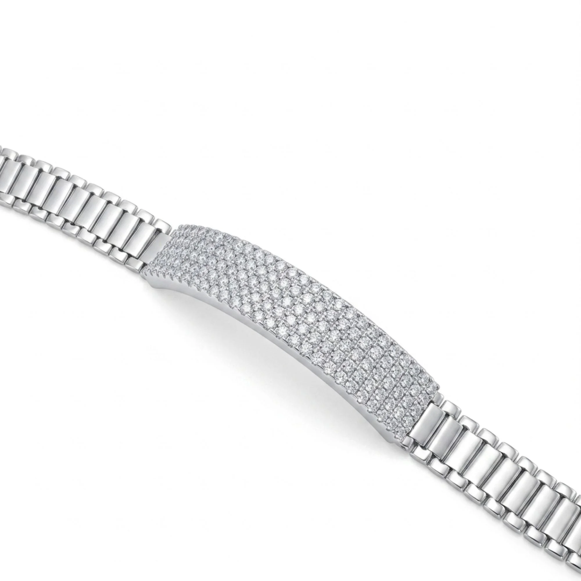 Silver Micro Pave Lab Diamond Men's Bracelet - Image 3