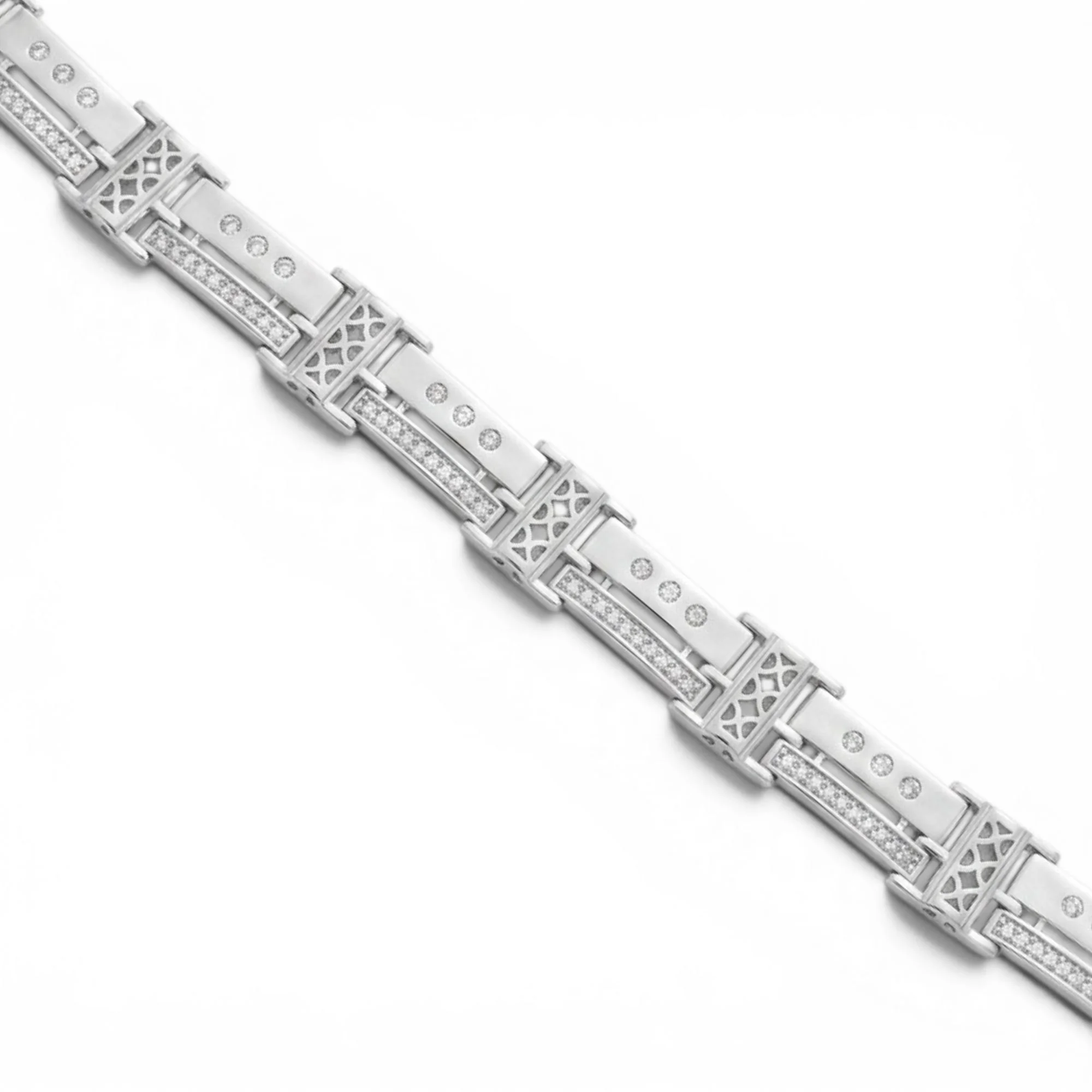 Silver Lattice Work Link Men's Bracelet - Image 3