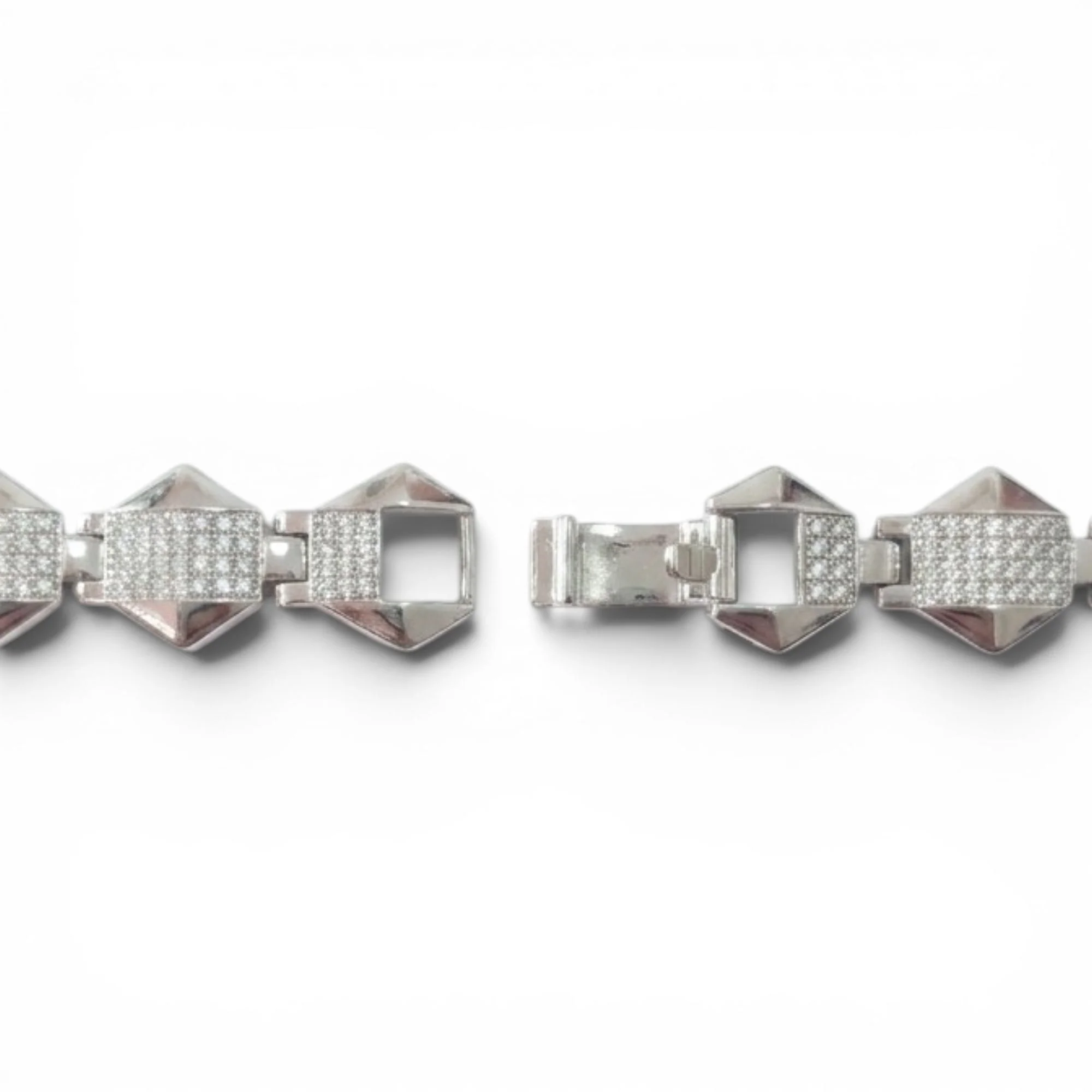 Silver Pyramid Stud Link Men's Bracelet - Image 4