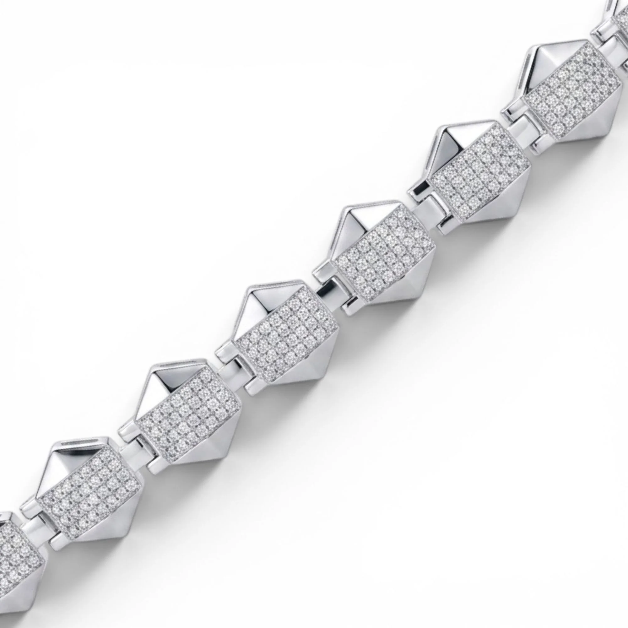 Silver Pyramid Stud Link Men's Bracelet - Image 3