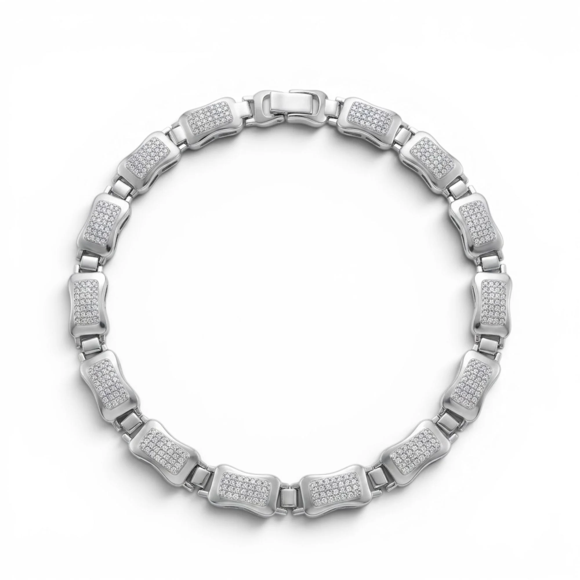 Silver Fluid Link Men's Bracelet - Image 1