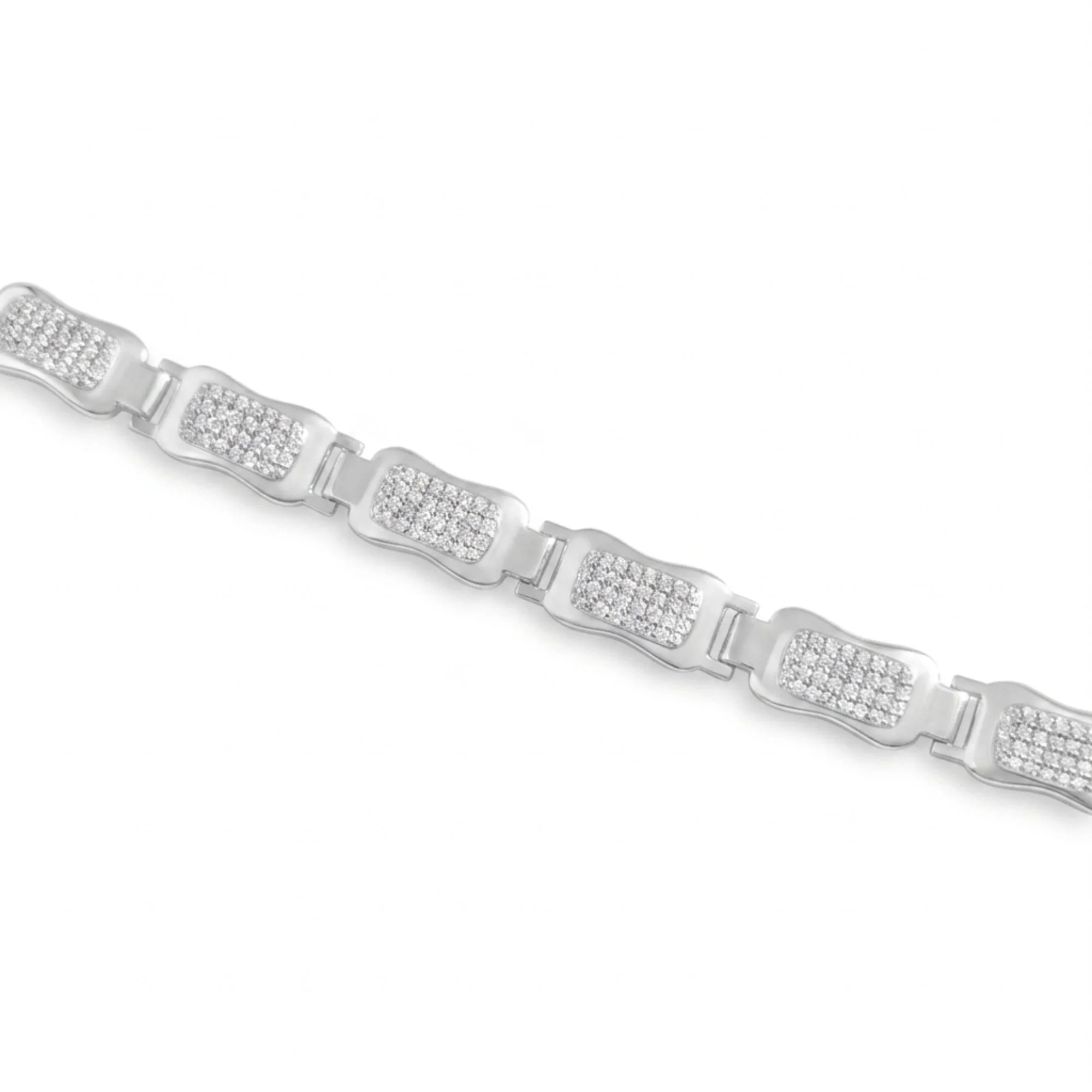 Silver Fluid Link Men's Bracelet - Image 3