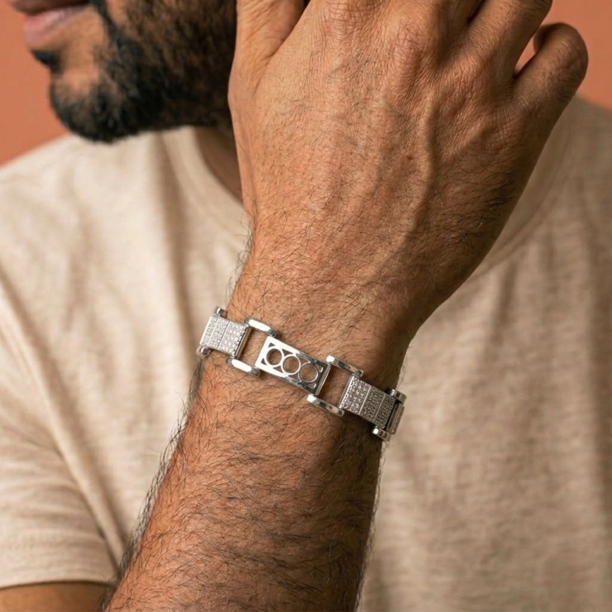Silver Wide Flat Link Men's Bracelet