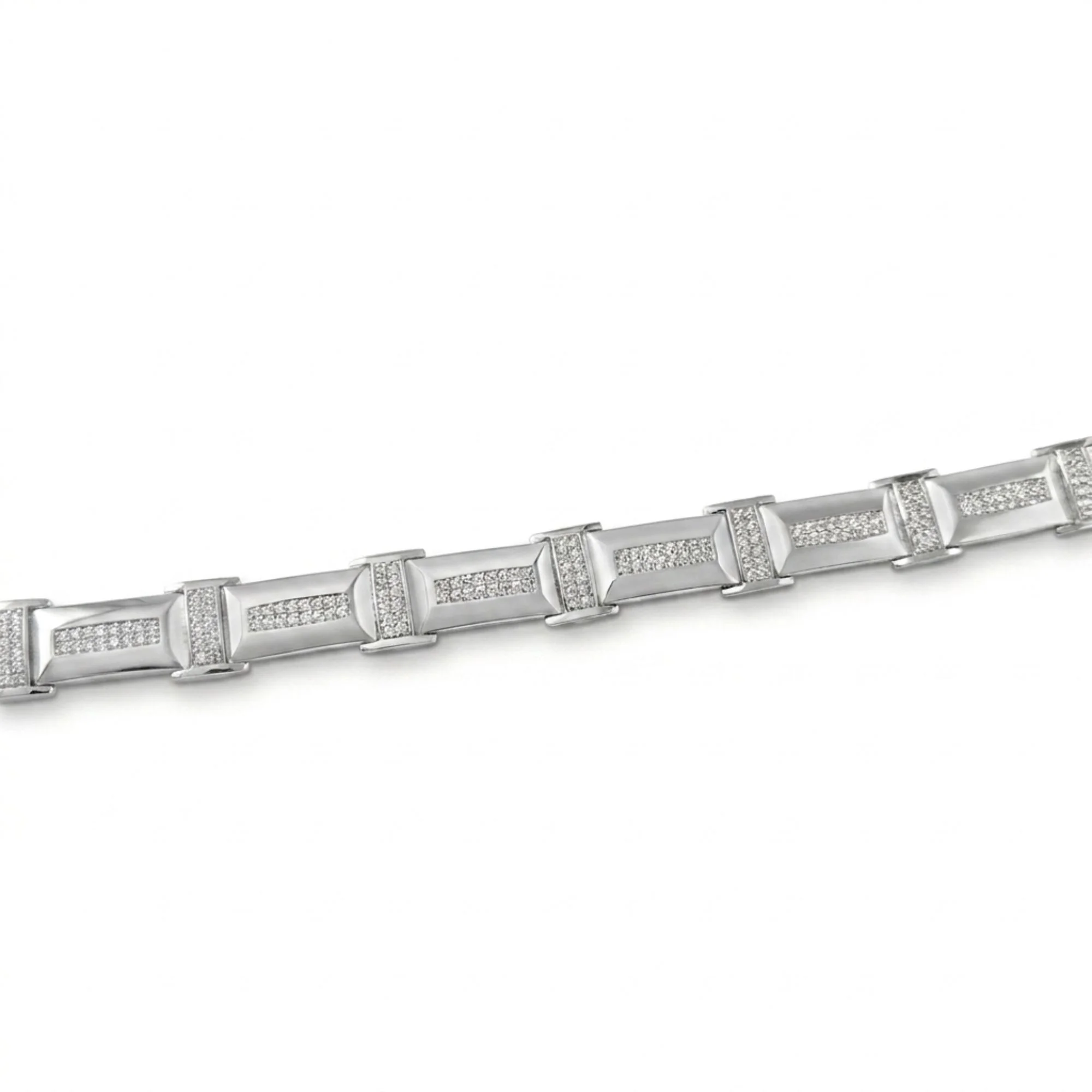 Silver Beveled Station Men's Bracelet - Image 3