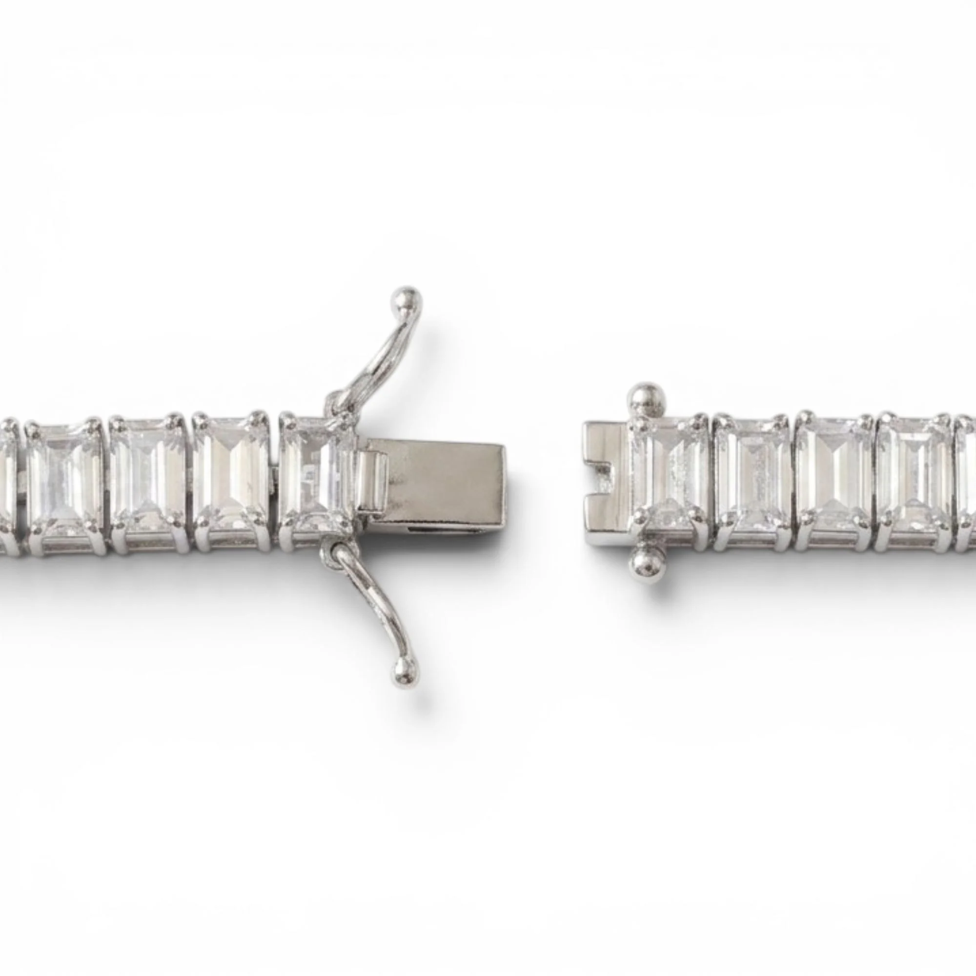 Silver Emerald-Cut Tennis Men's Bracelet - Image 4