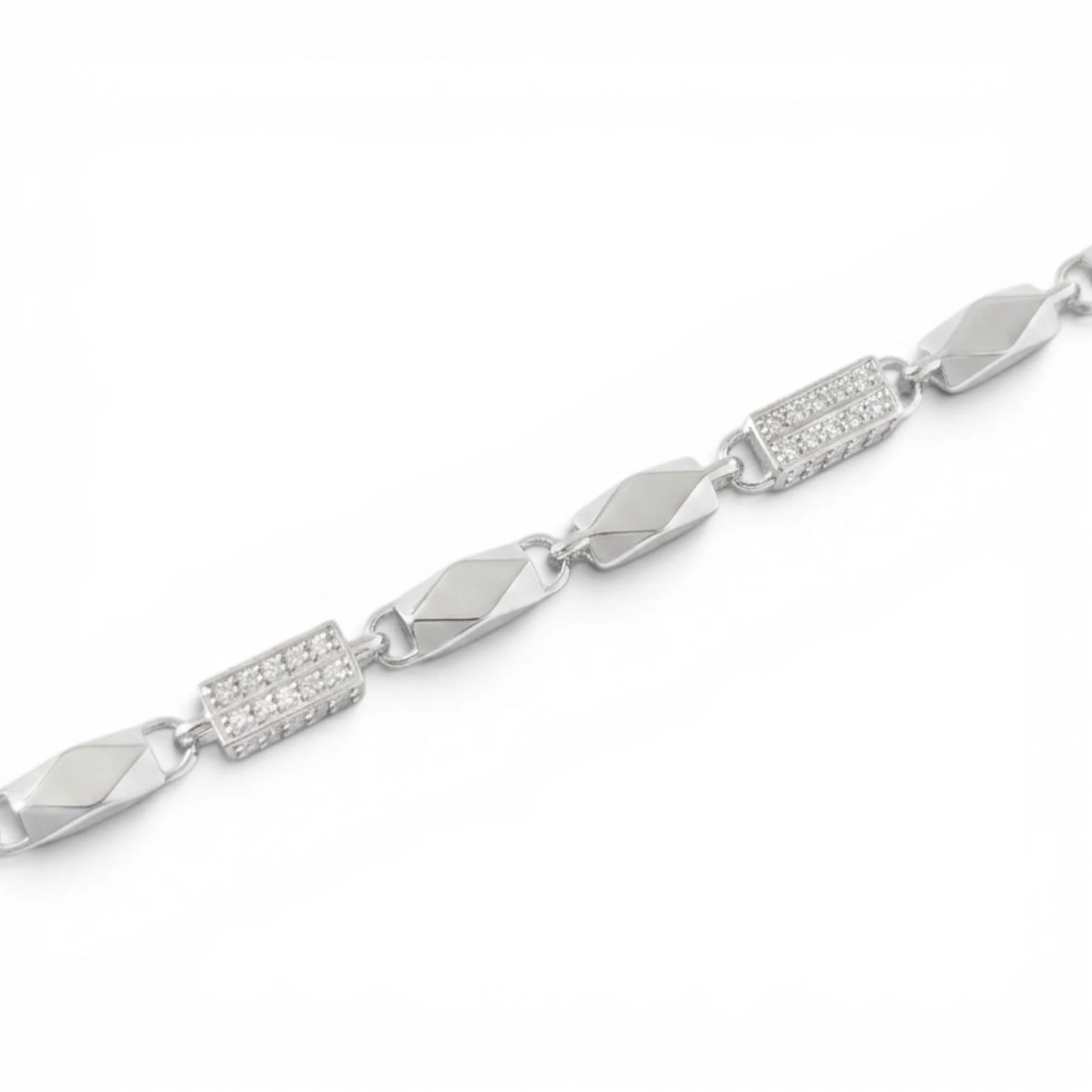 Silver Iced Out Geometric Station Men's Bracelet - Image 3