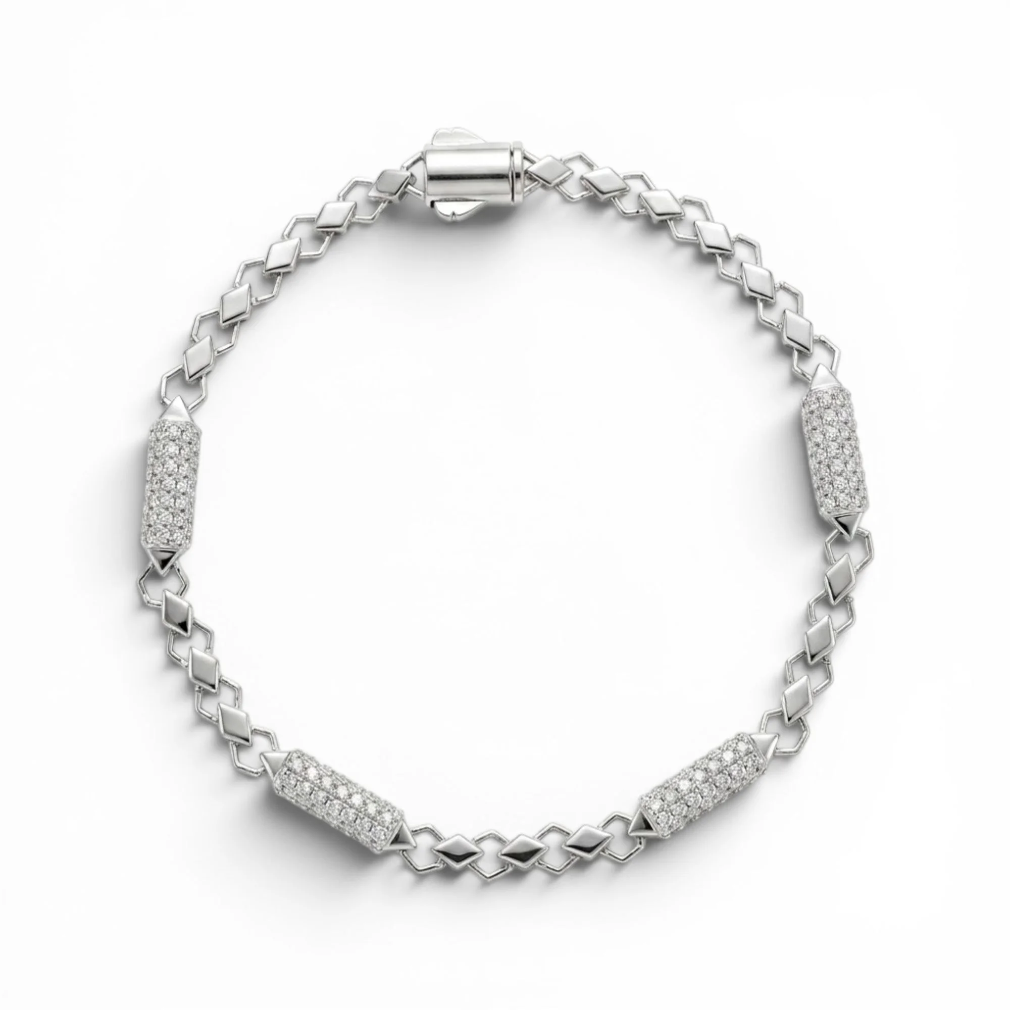 Silver Openwork Geometric Men's Bracelet